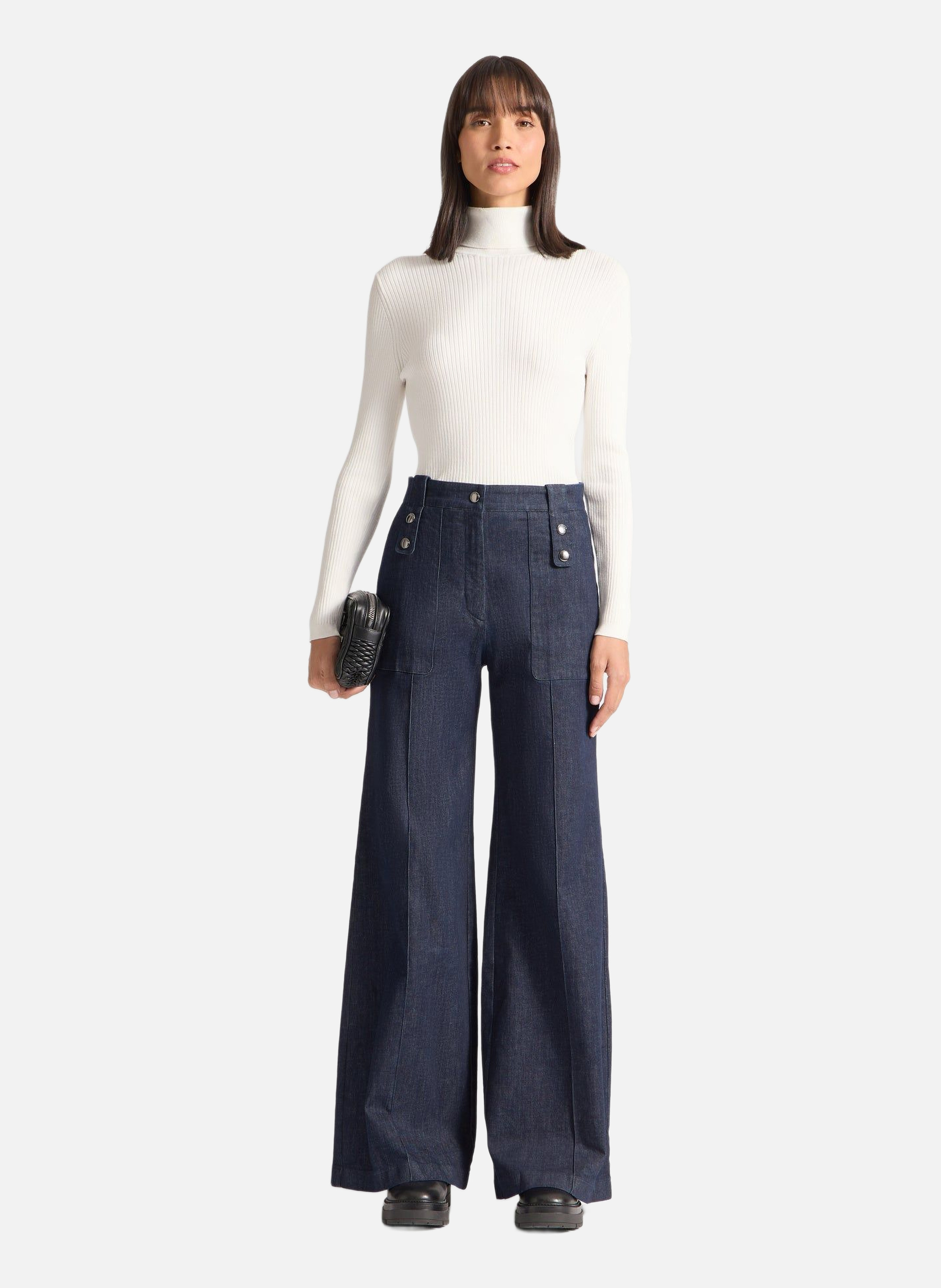 Pull ancelle col roulé coupe regular FUSALP Blanc