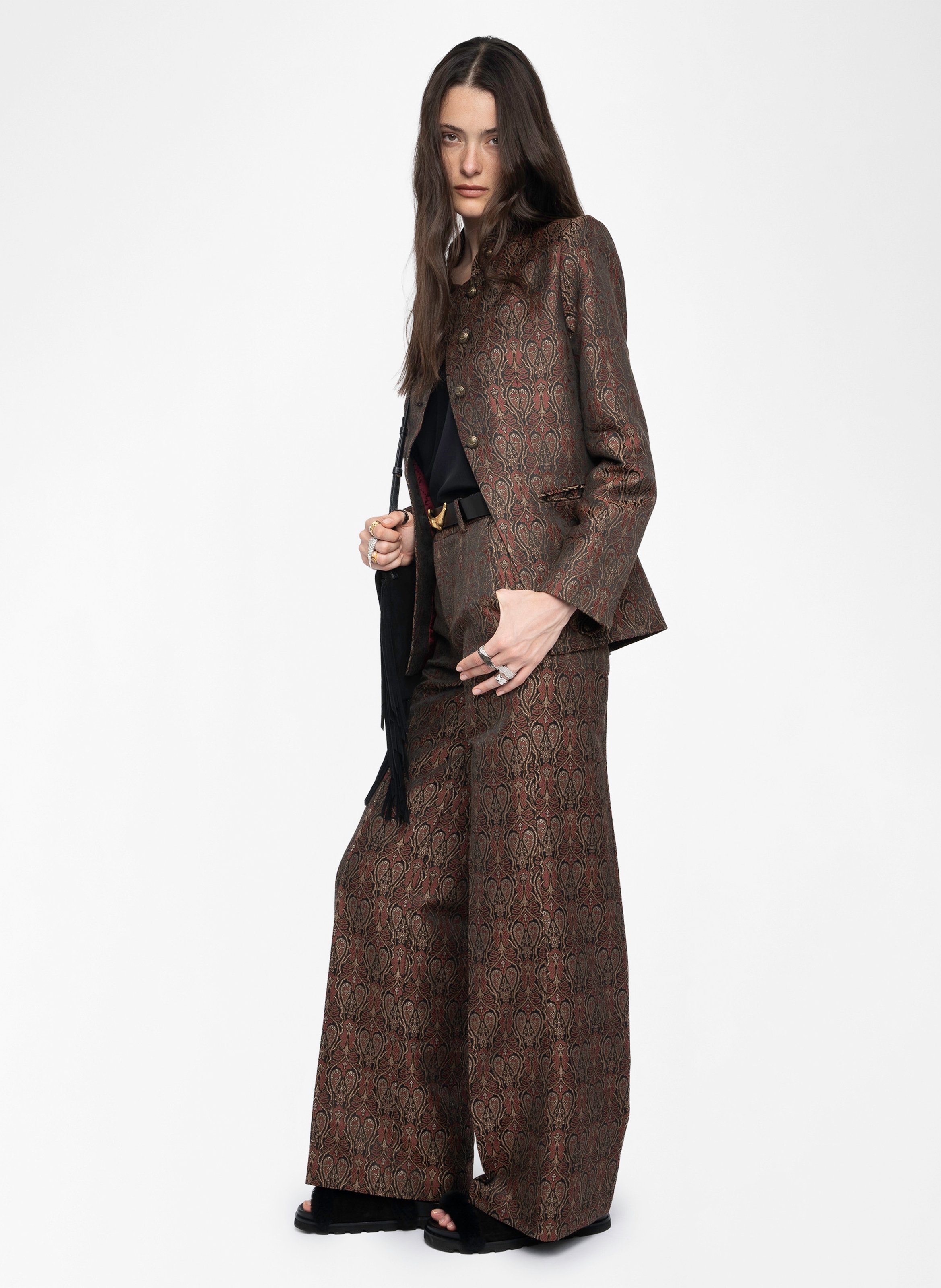 Pantalon droit jacquard panol ZADIG&VOLTAIRE Noir