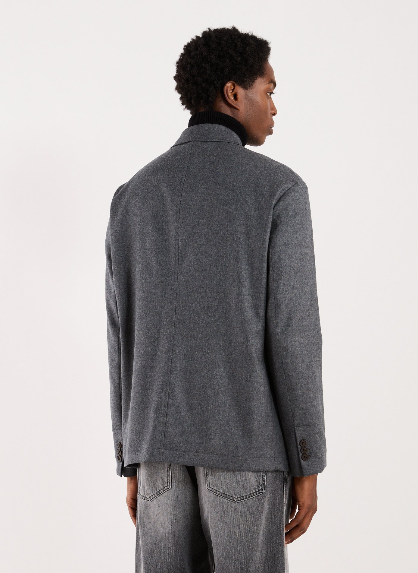 Jacket with classic collar in wool blend EMPORIO ARMANI Grey