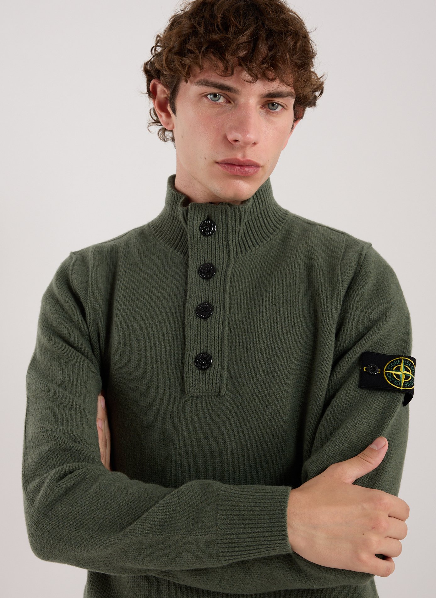 Turtleneck sweater with buttons STONE ISLAND Green