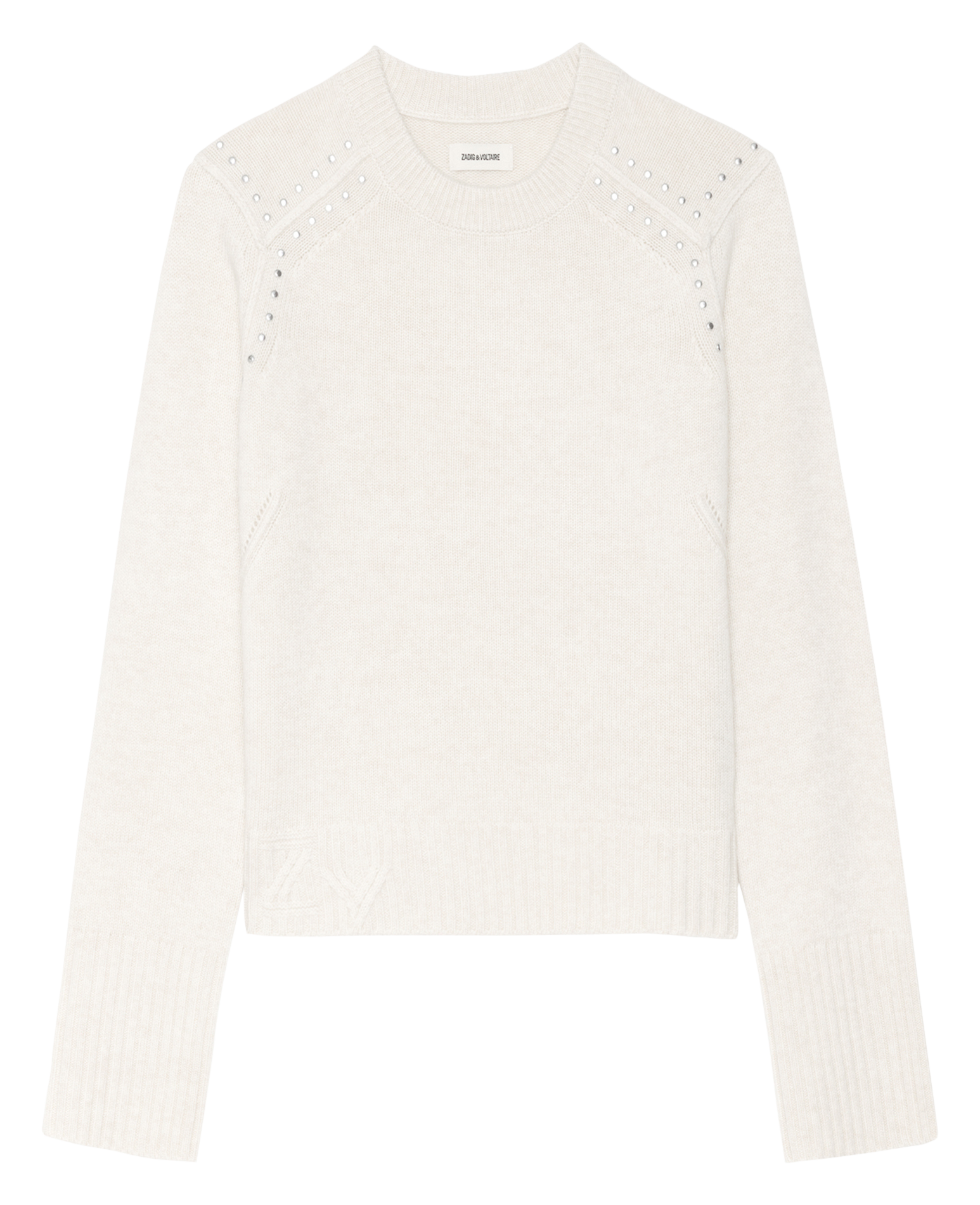 Pull droit col rond en laine et cachemire nalty ZADIG&VOLTAIRE Blanc