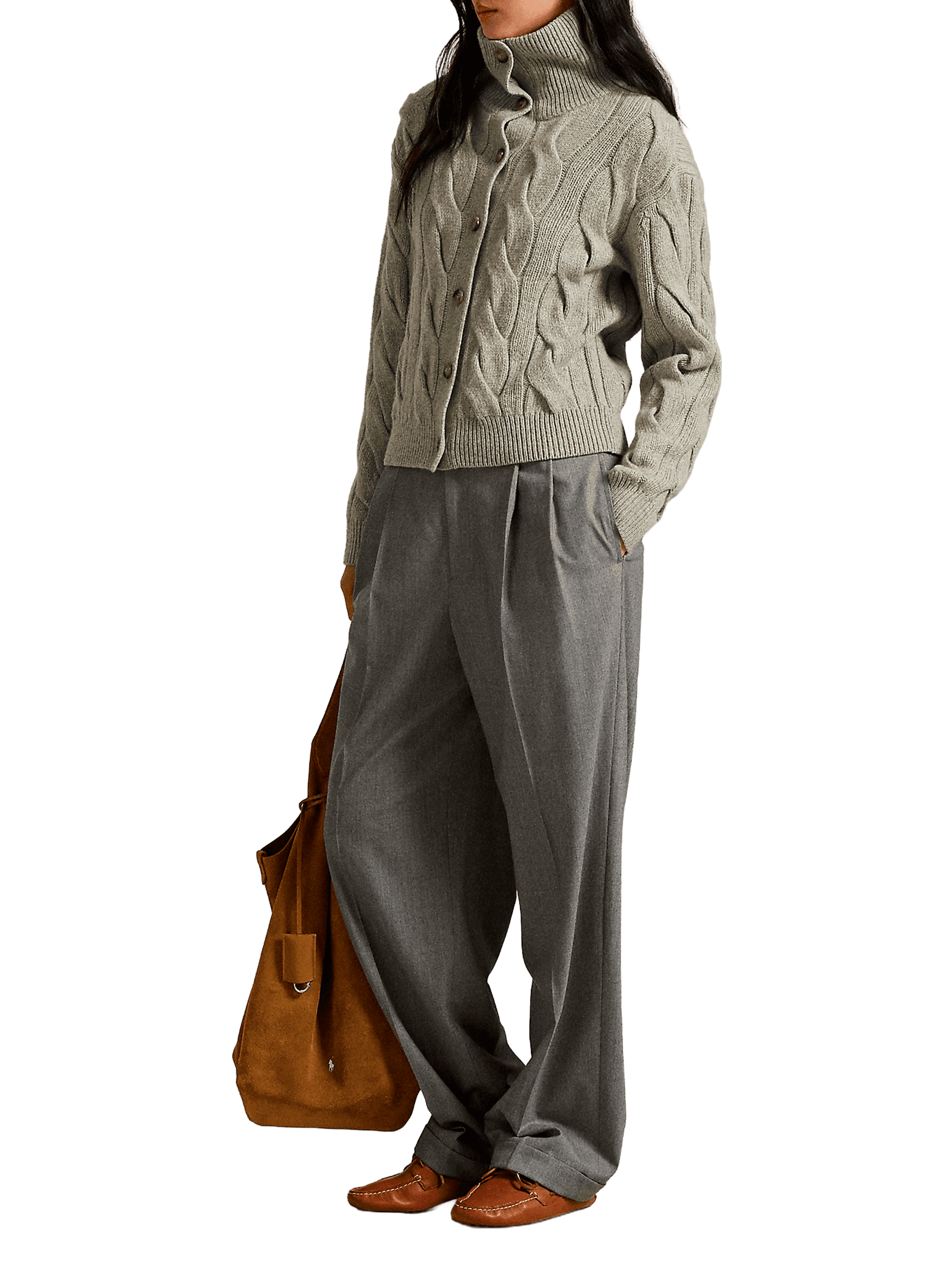 Buttoned cardigan in wool and cashmere POLO RALPH LAUREN Grey