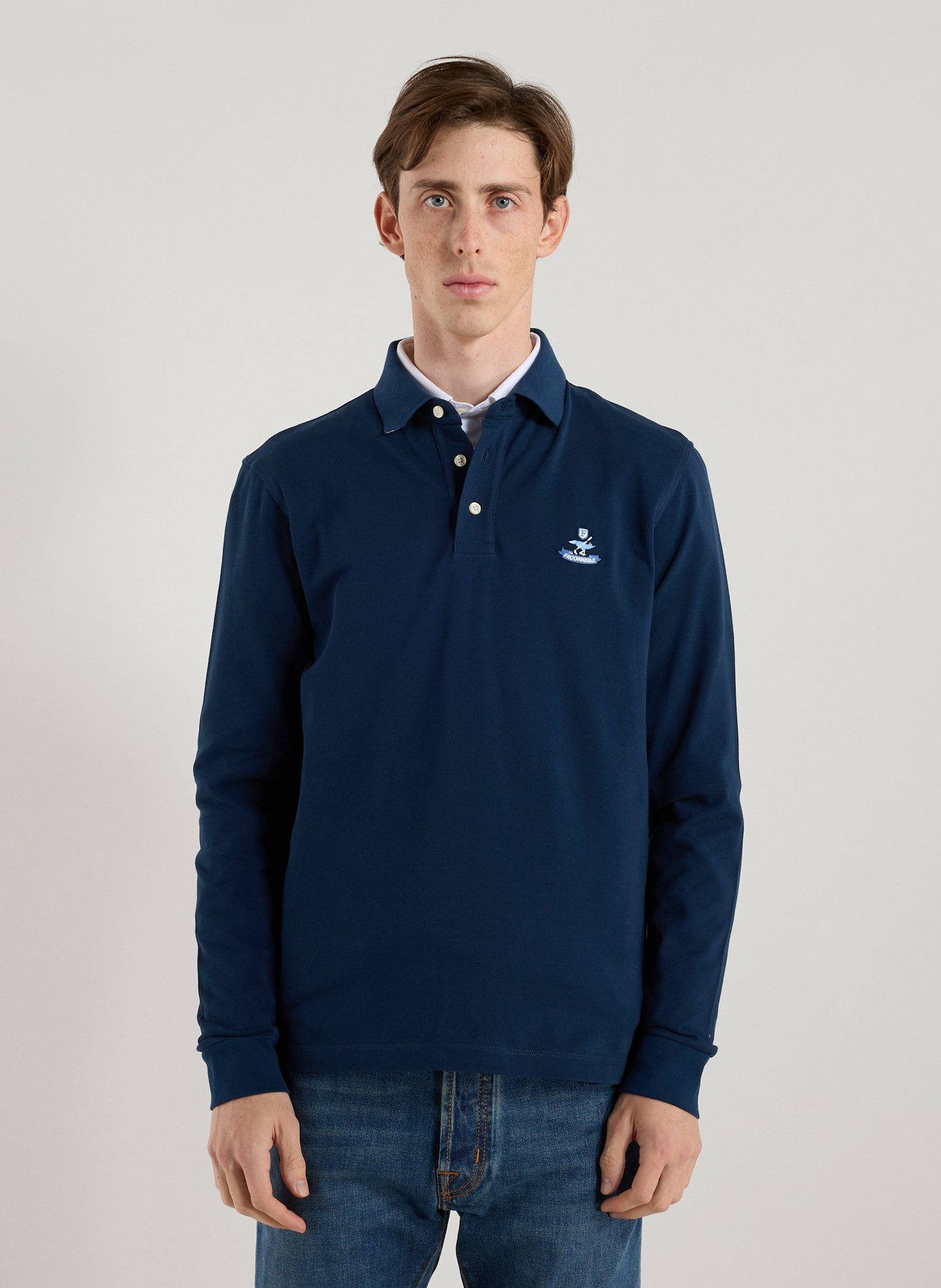 FACONNABLE Polo à manches longues en coton Bleu