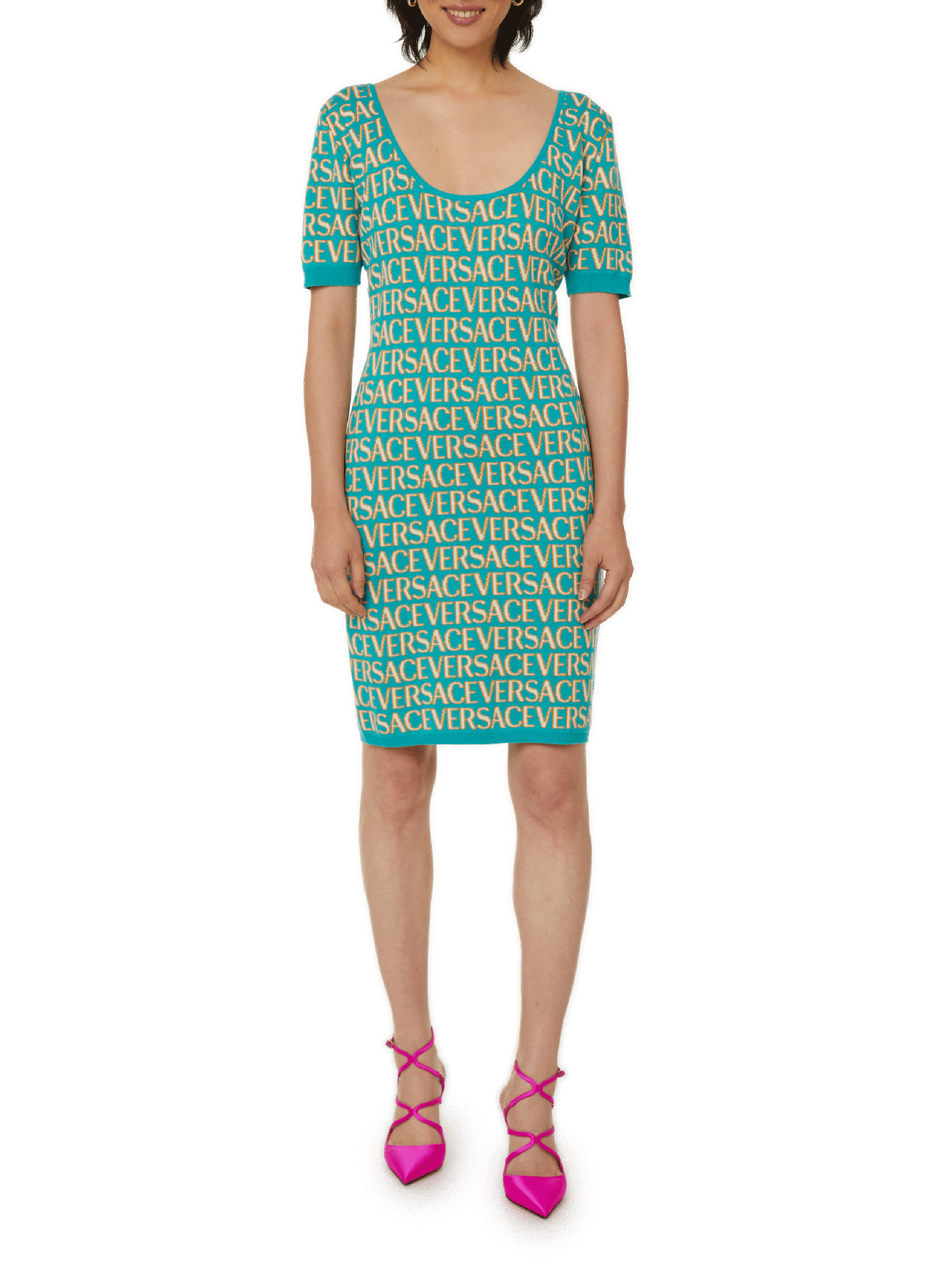 VERSACE Robe en jacquard  Bleu