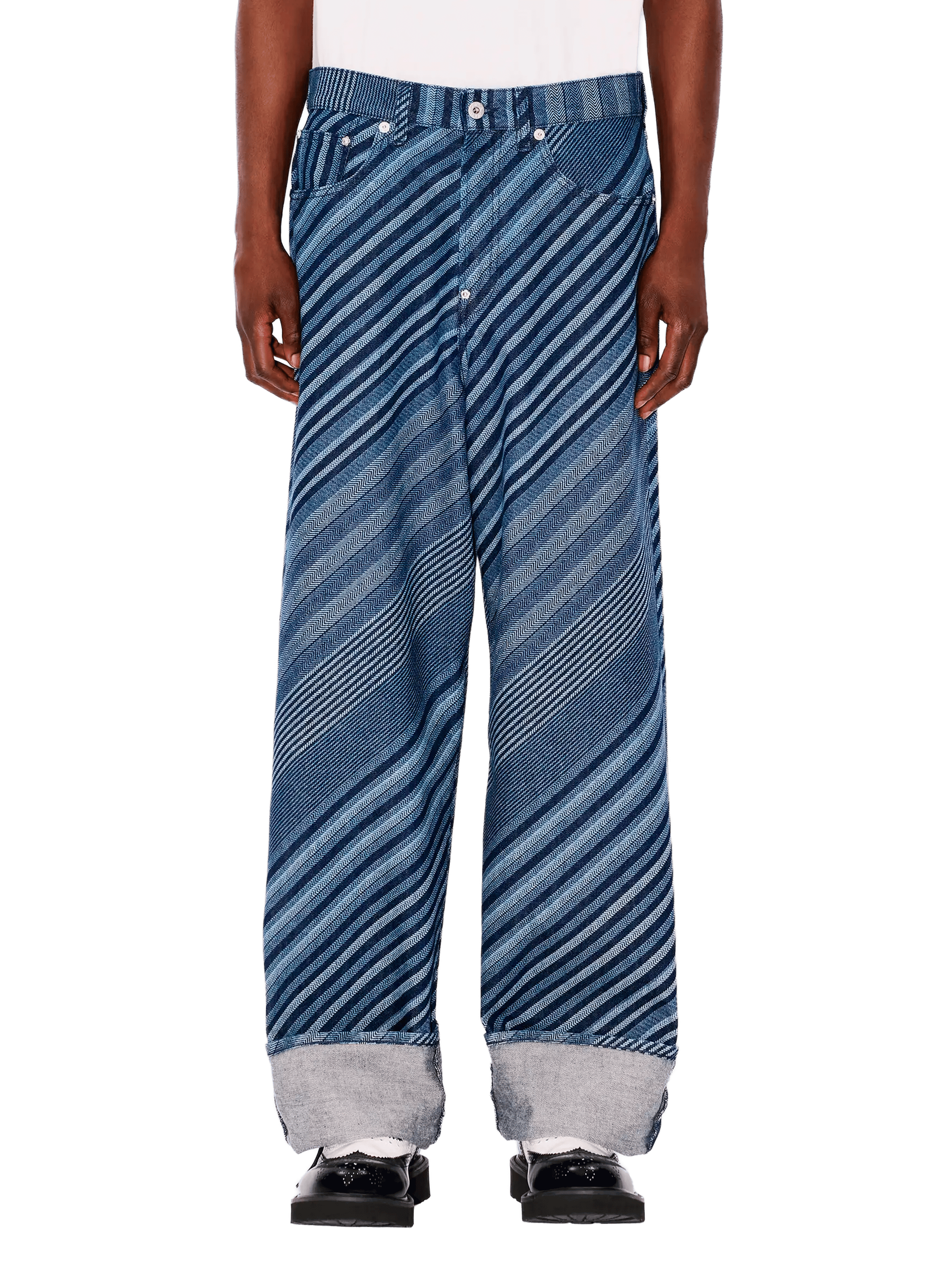 KENZO Jean large rayé Bleu