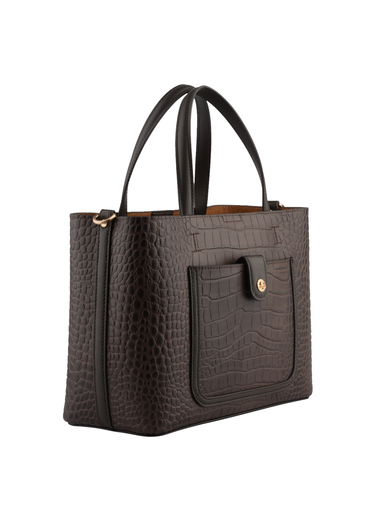 Bride croco  porté main marron POURCHET Marron