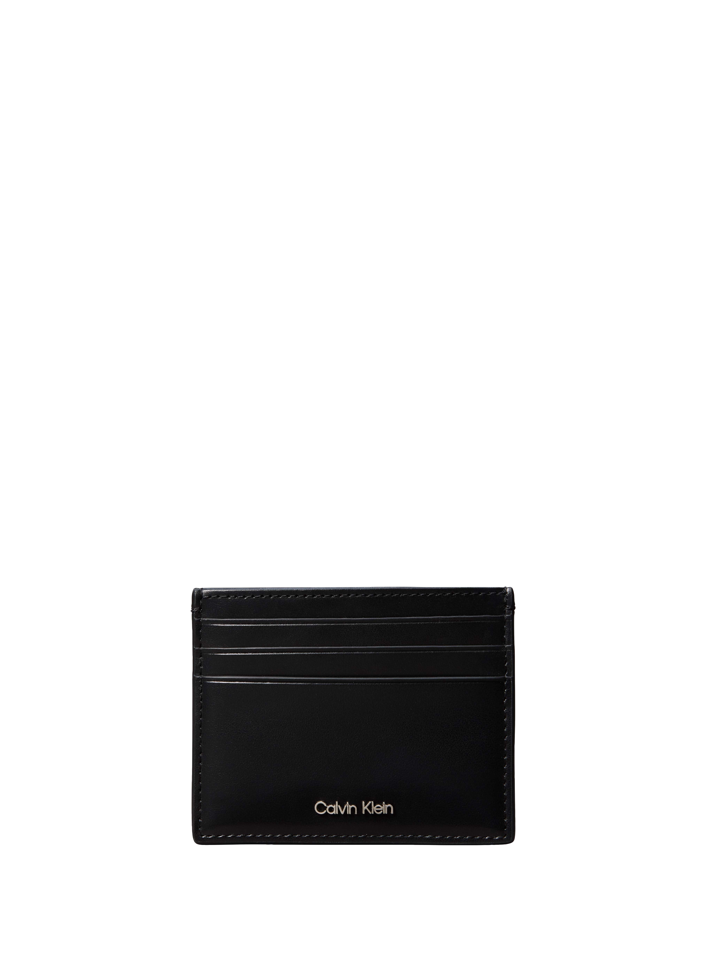 Calfskin leather card holder CALVIN KLEIN Black