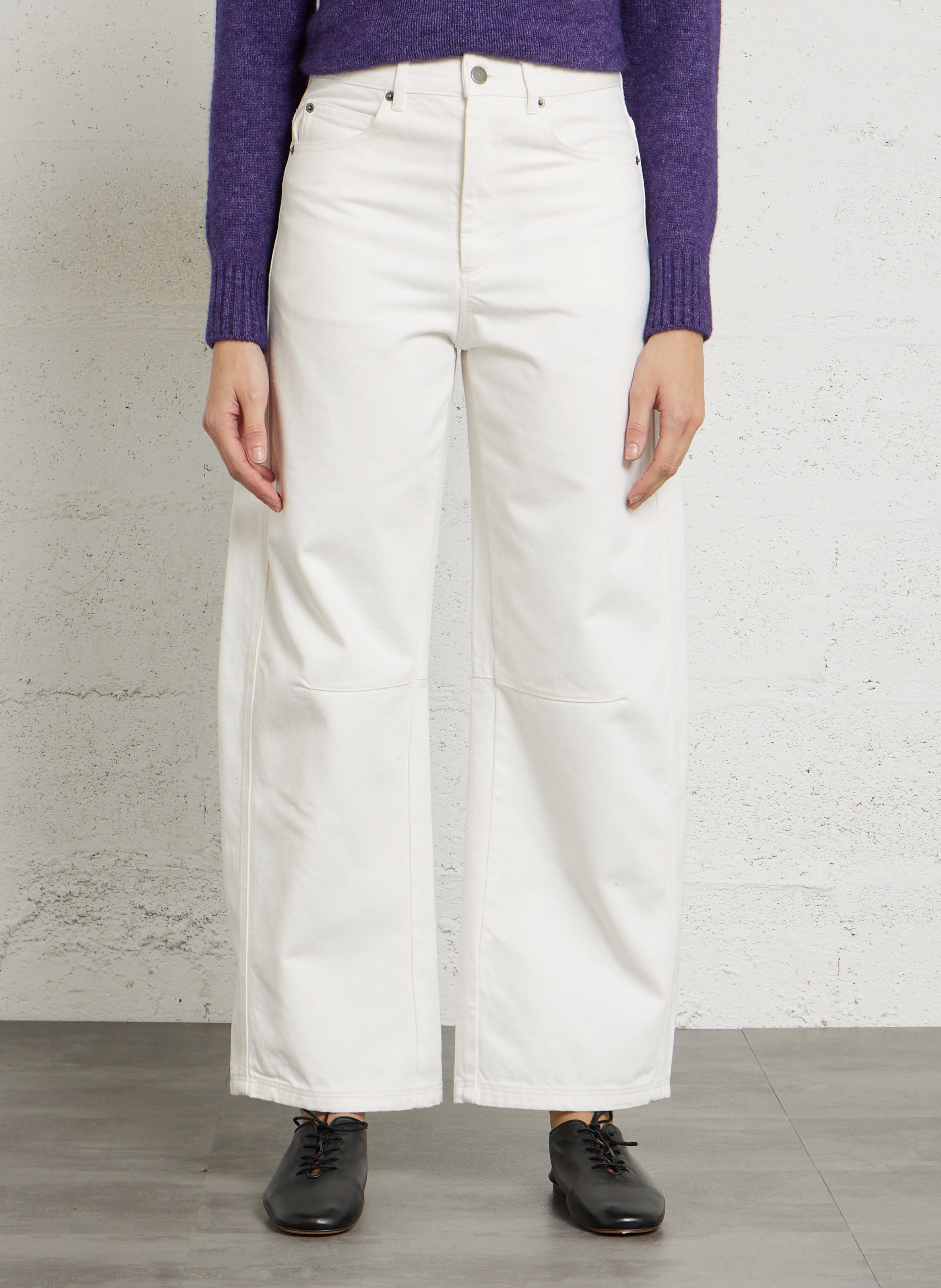 Jean ballon taille haute uni Eliott SOEUR Blanc