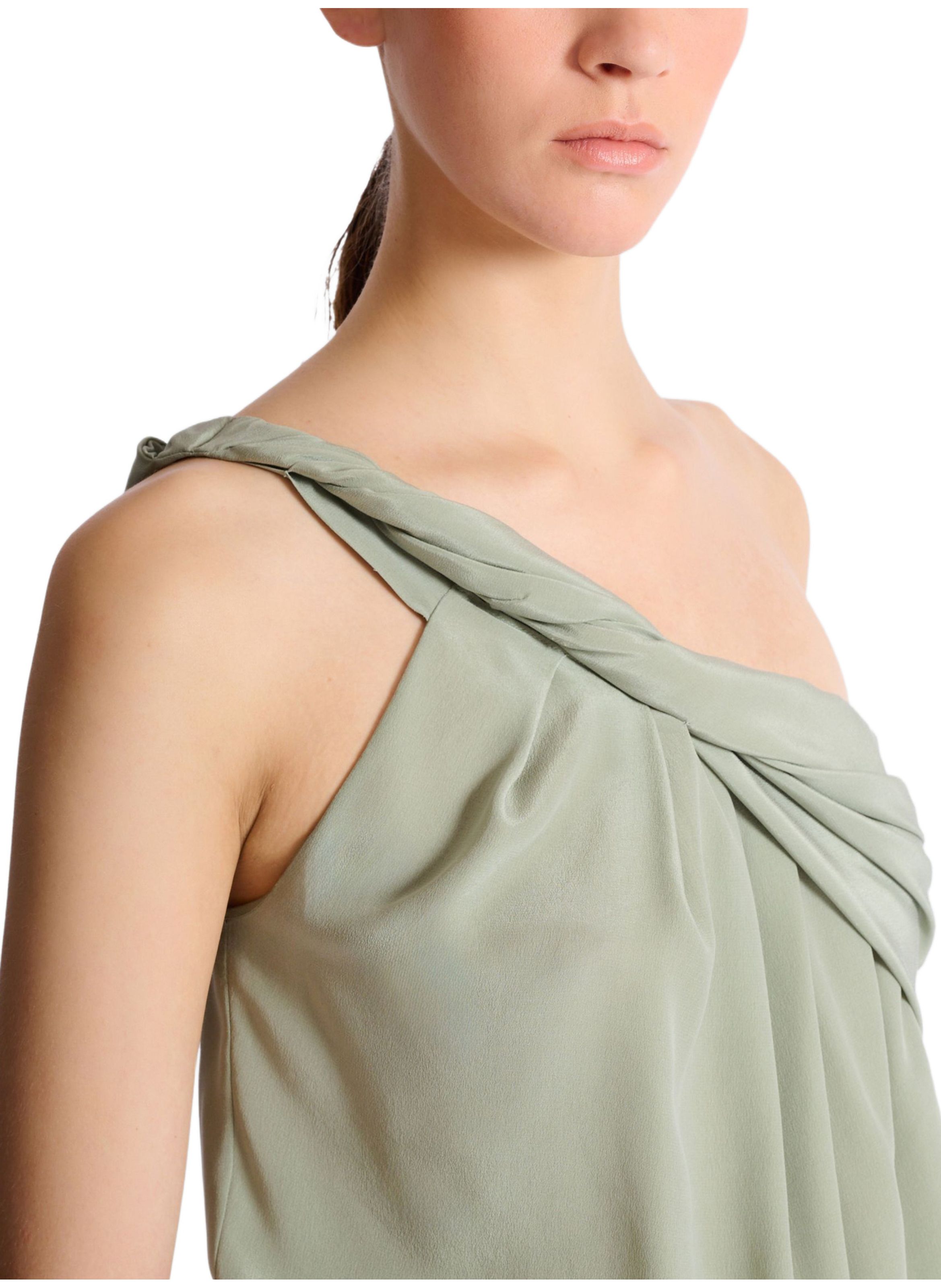 Débardeur asymétrique drapé en crêpe de soie BALMAIN Vert