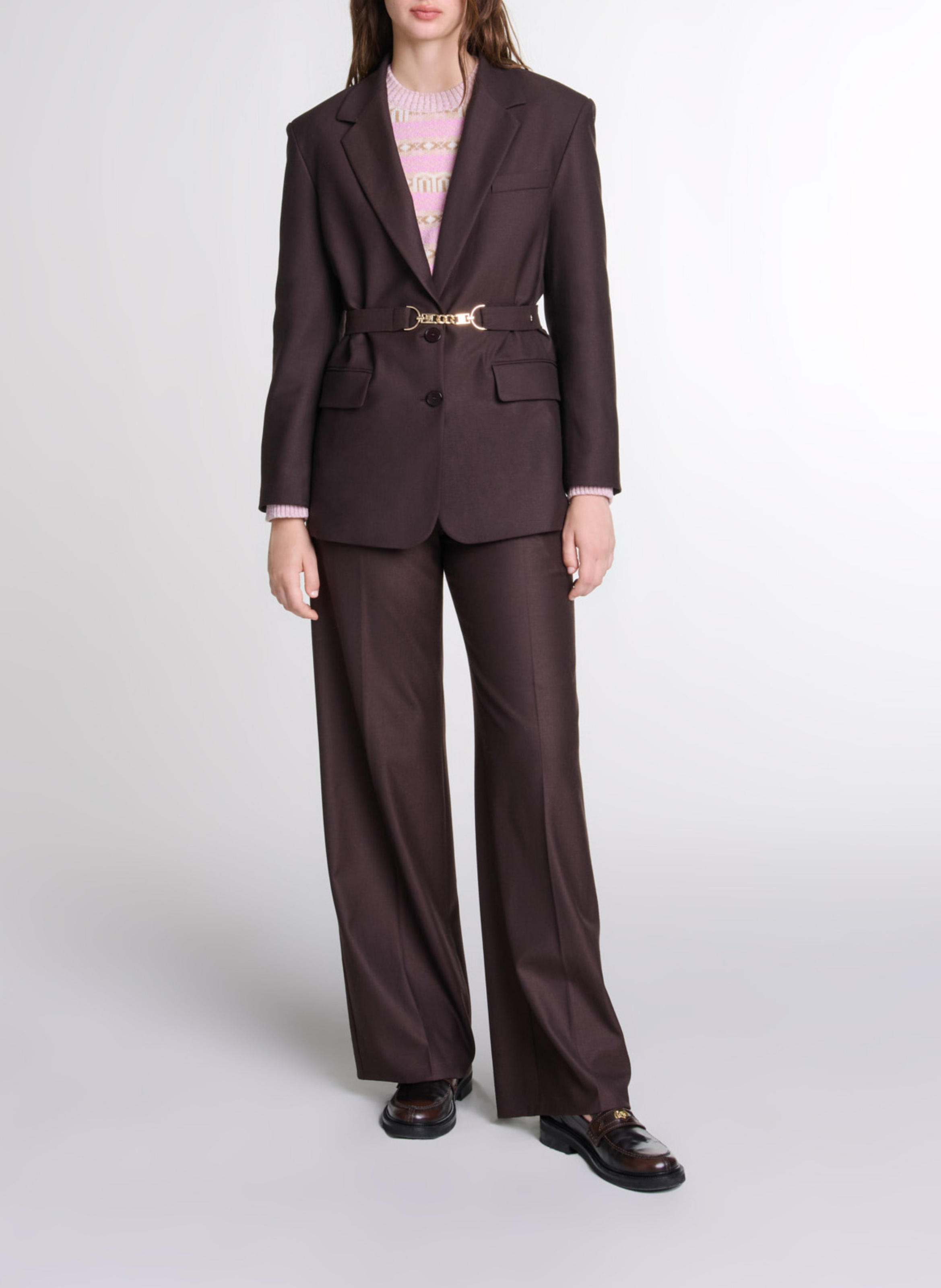 Veste tailleur droite MAJE Marron