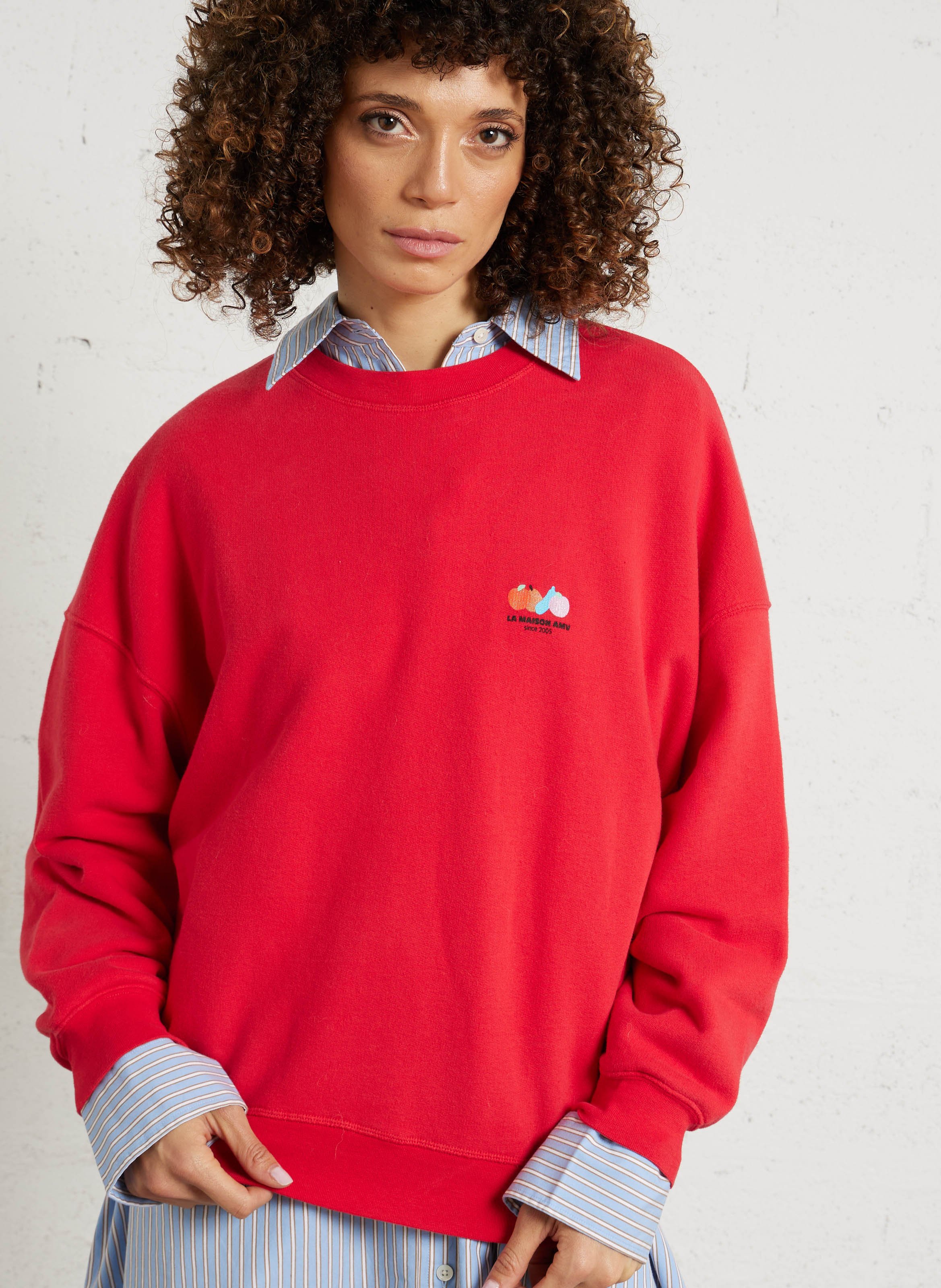Sweat oversize col rond en coton mélangé atubay AMERICAN VINTAGE Rouge