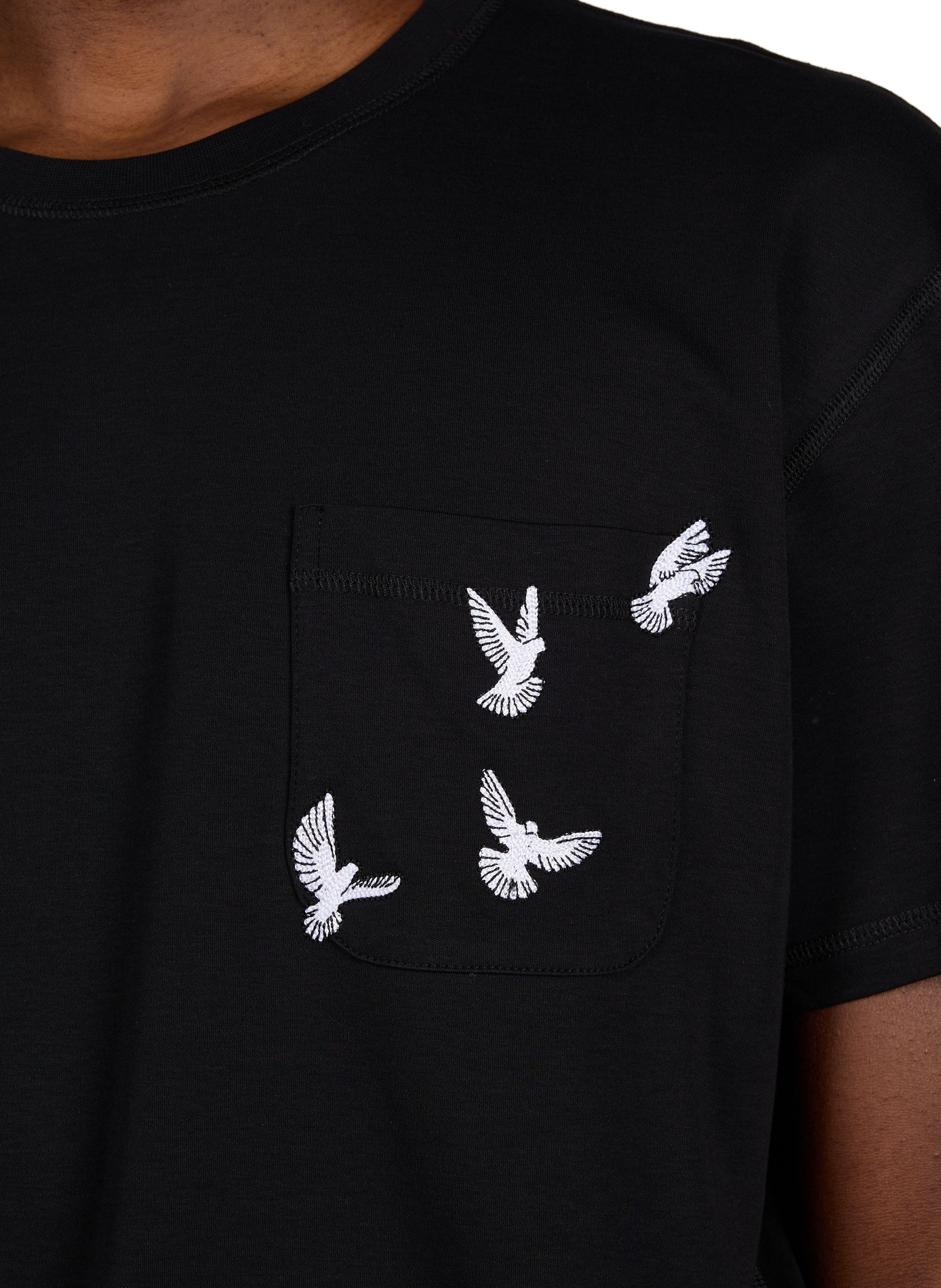 Embroidered cotton T-shirt 3 PARADIS Black