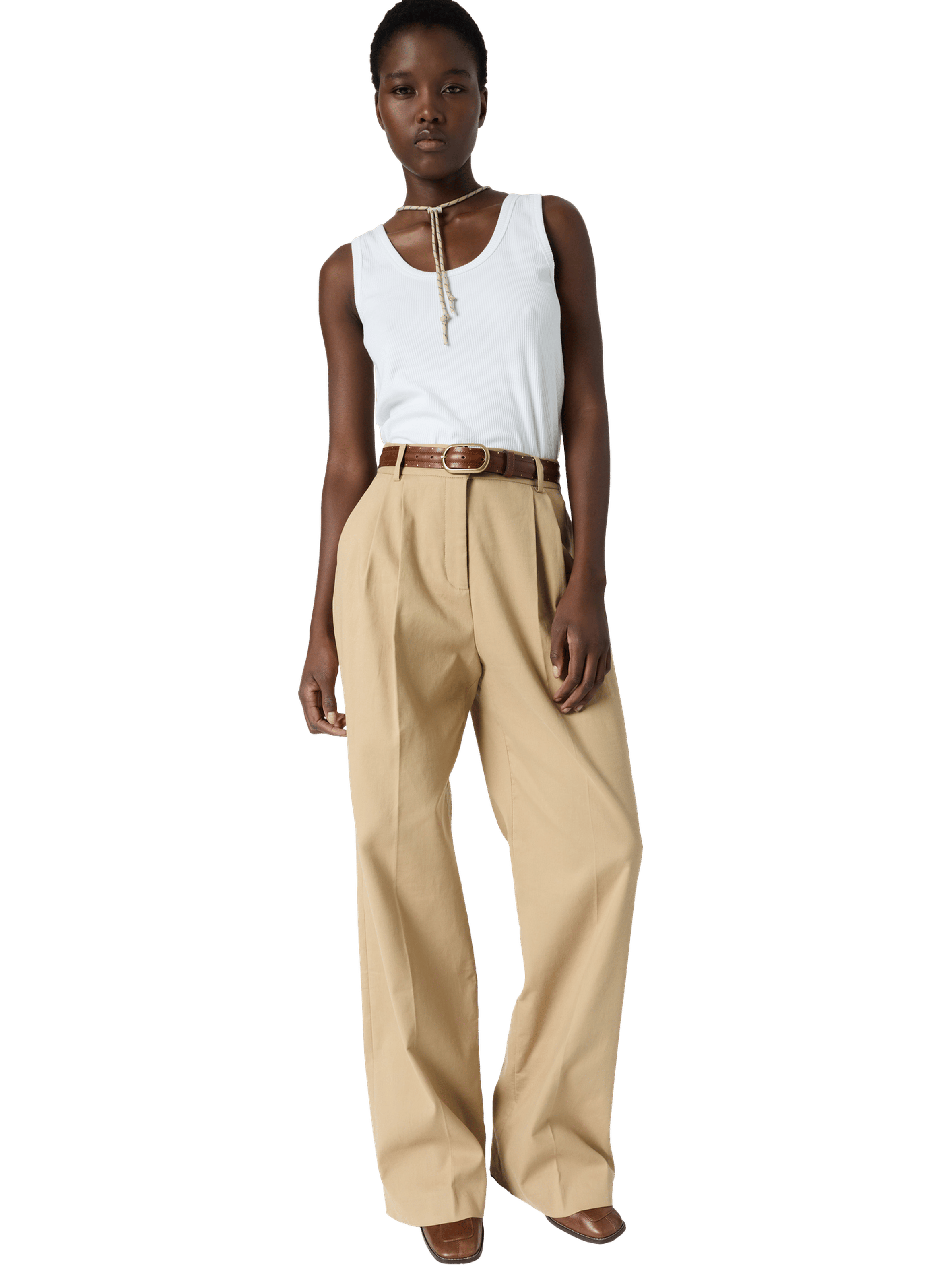 Pantalon en coton à pinces - azra GERARD DAREL Marron