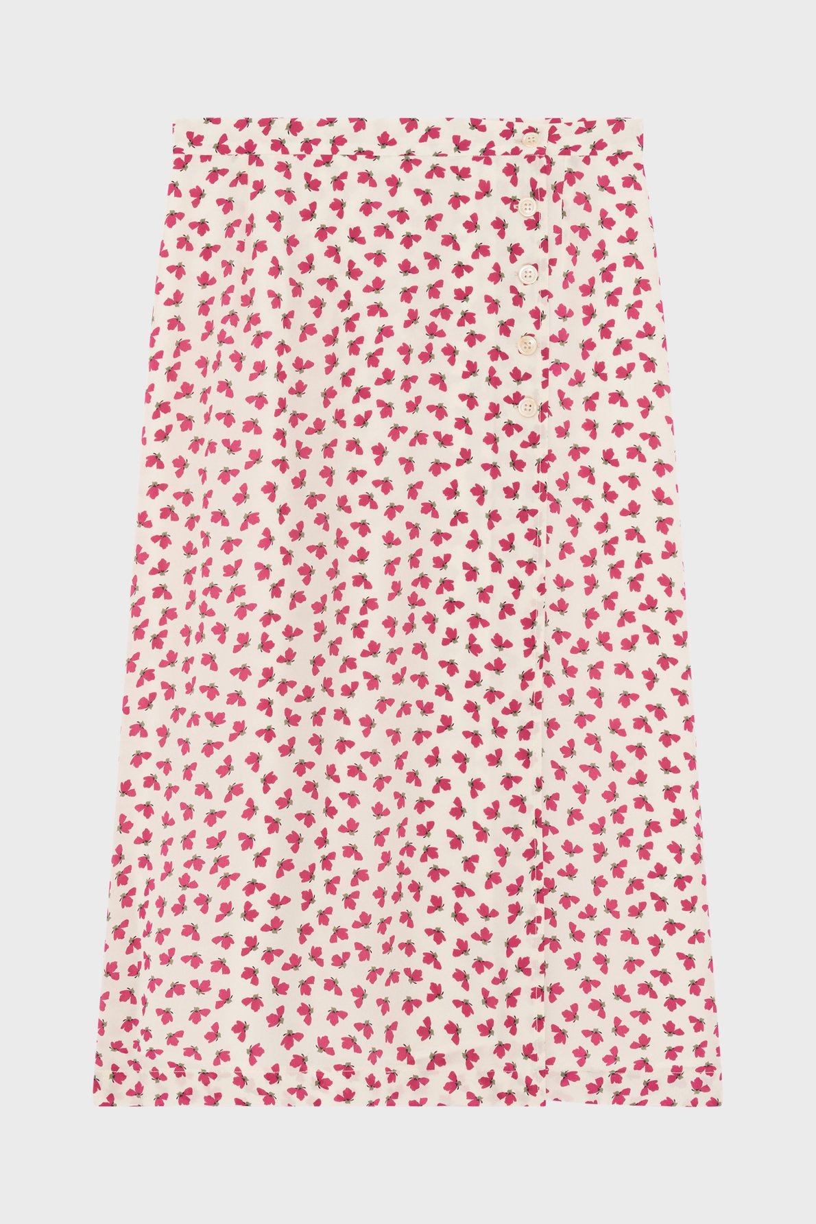 Jupe midi à fleurs et boutons - nassira PABLO Beige