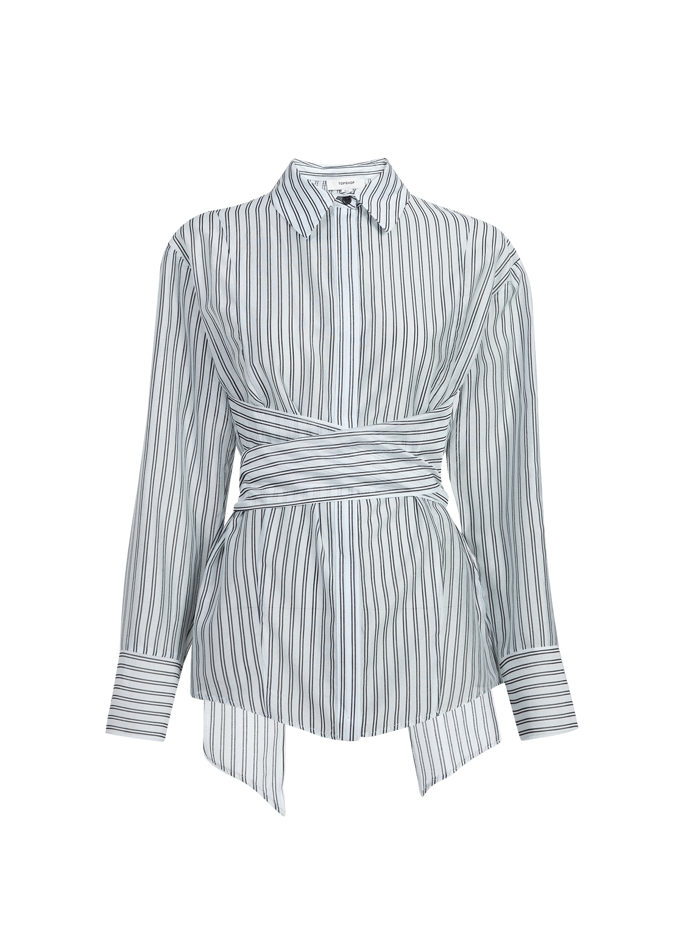 Chemise droite à nouer rayée TOPSHOP Bleu