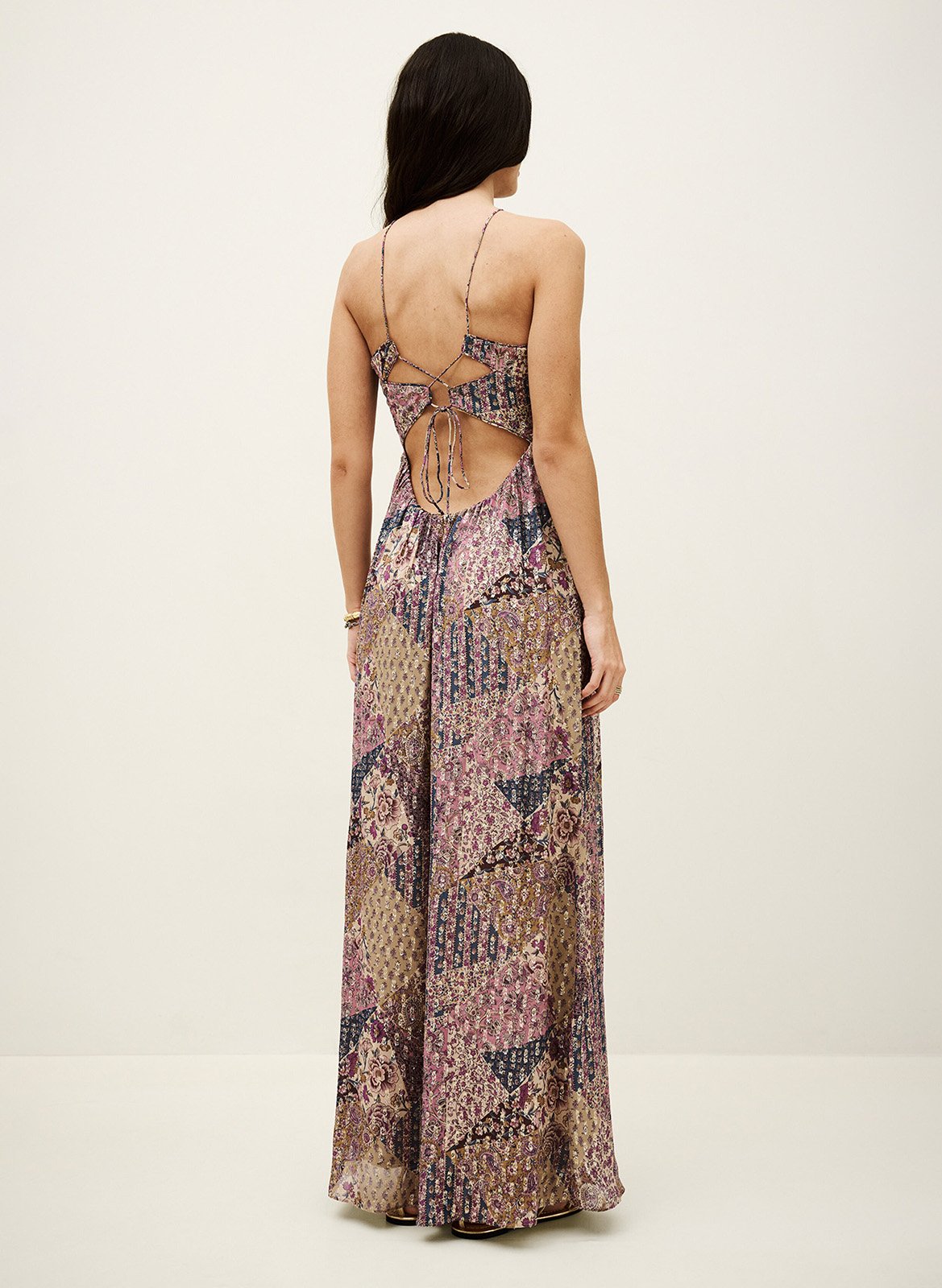 Robe longue imprimée à bretelles fines pietra BA&SH Rose