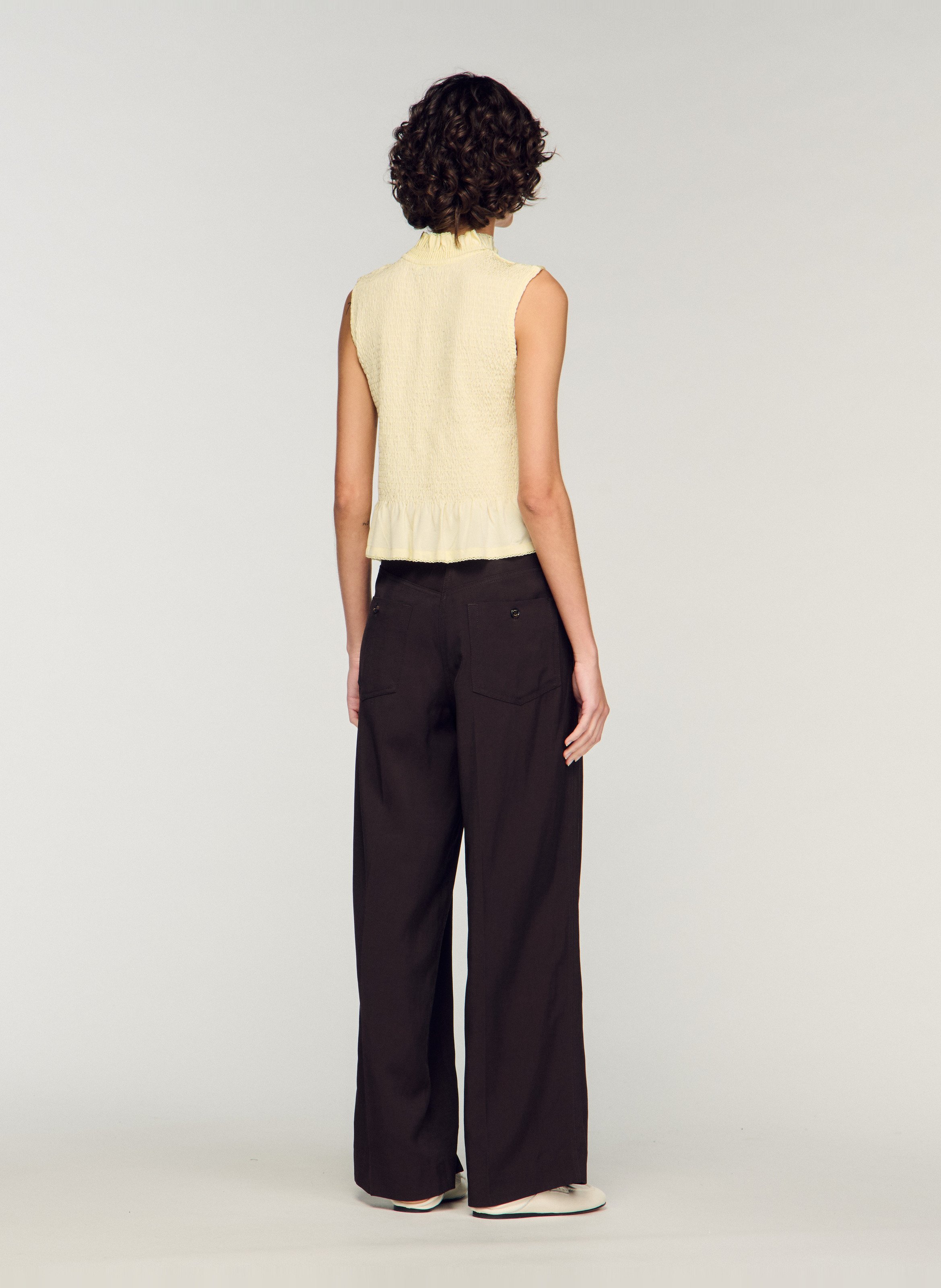 Top ajusté col montant SANDRO Jaune