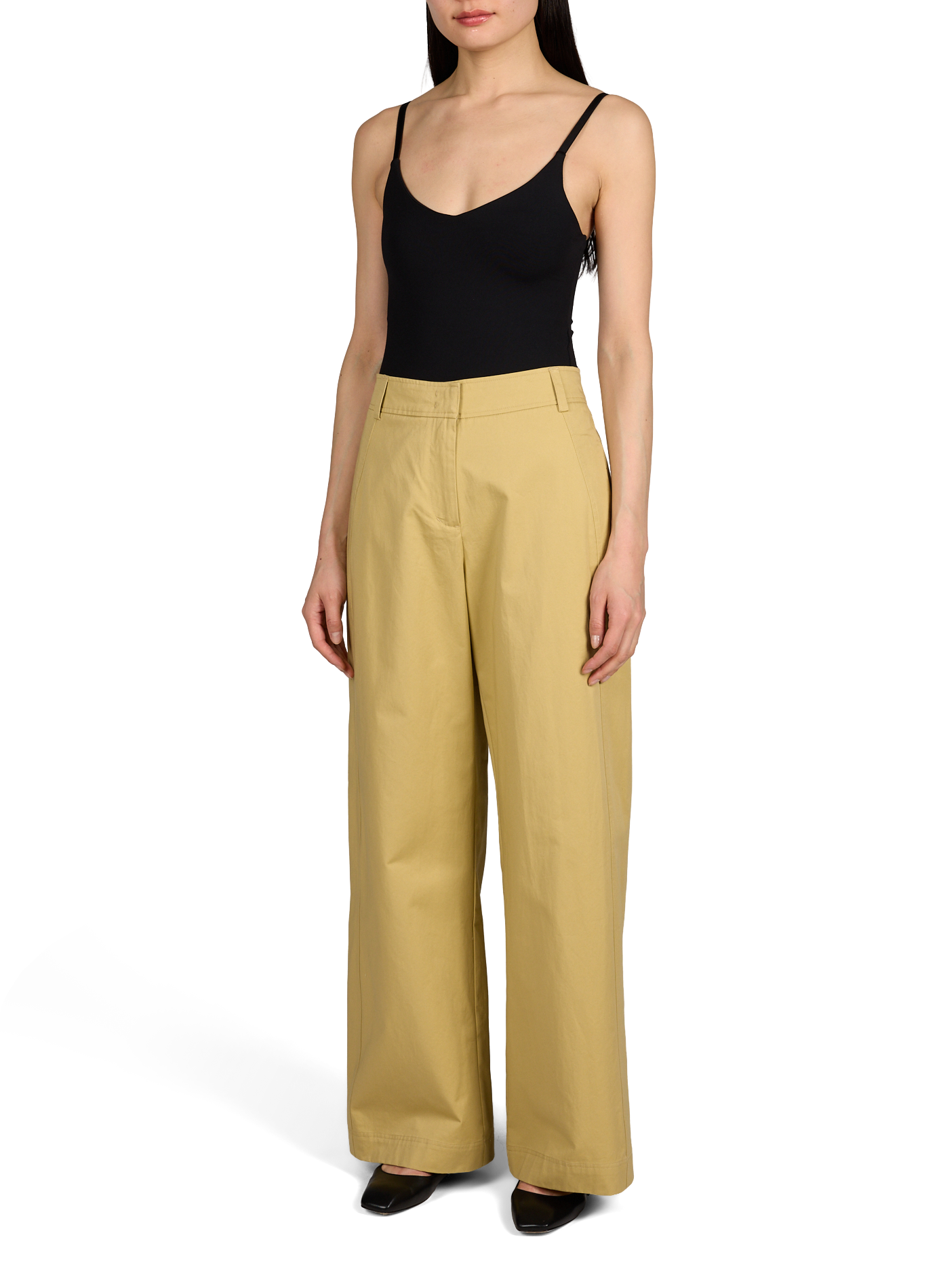 Pantalon barrel à taille mi-haute en coton ROUGE EDIT Jaune
