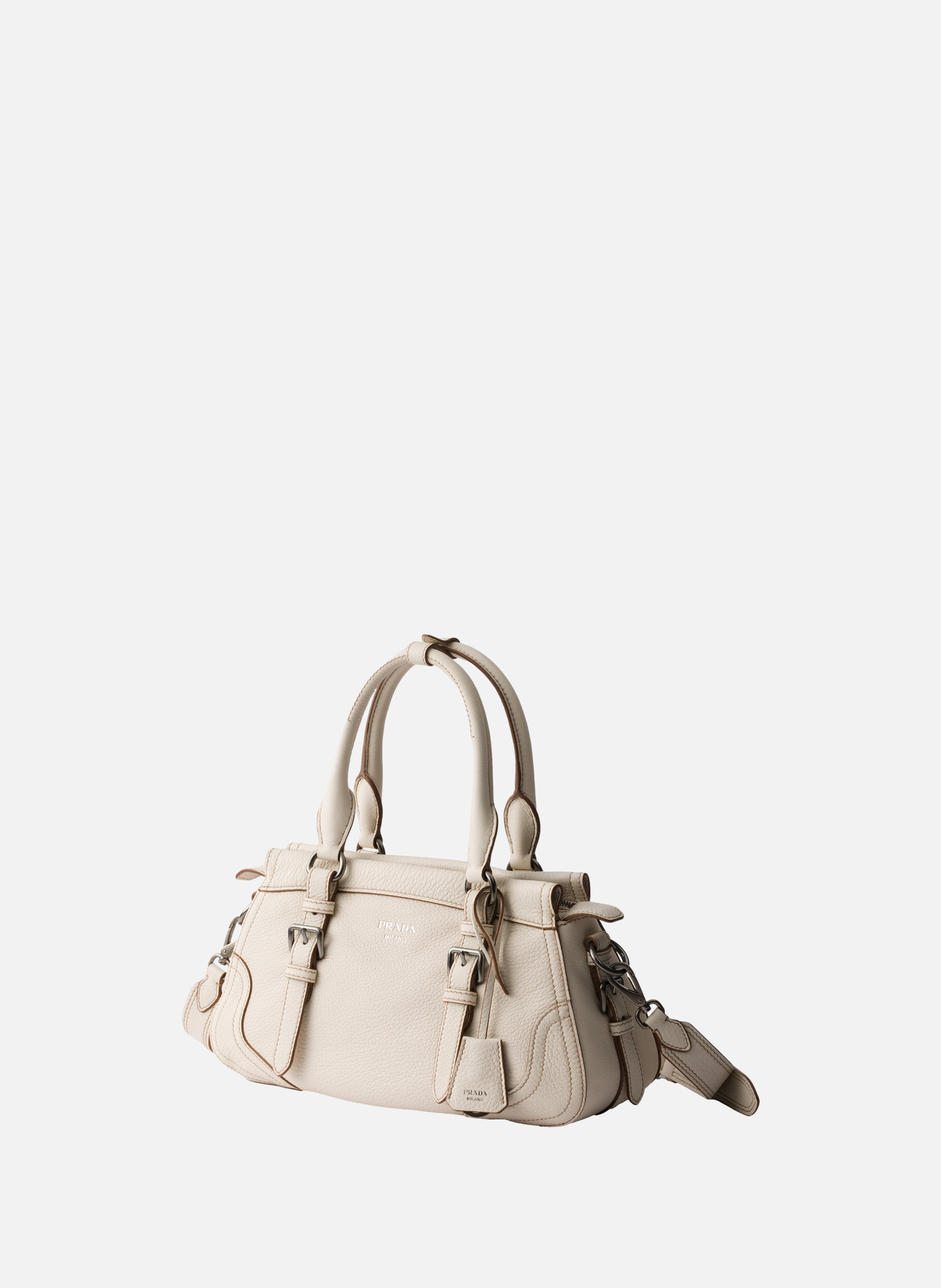 Grand cabas en cuir PRADA Beige