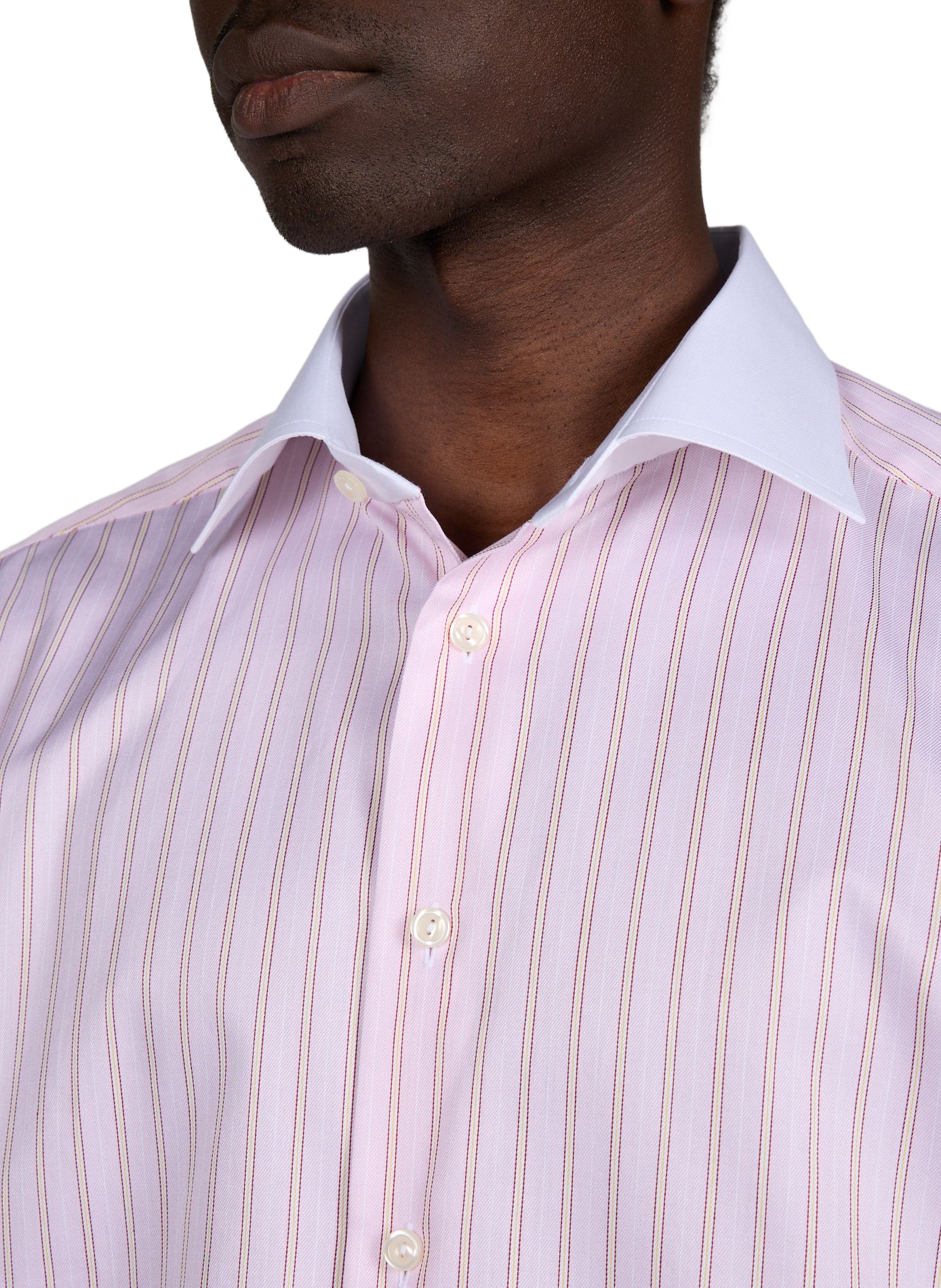 Chemise droite rayée à col contrasté en coton ETON Rose