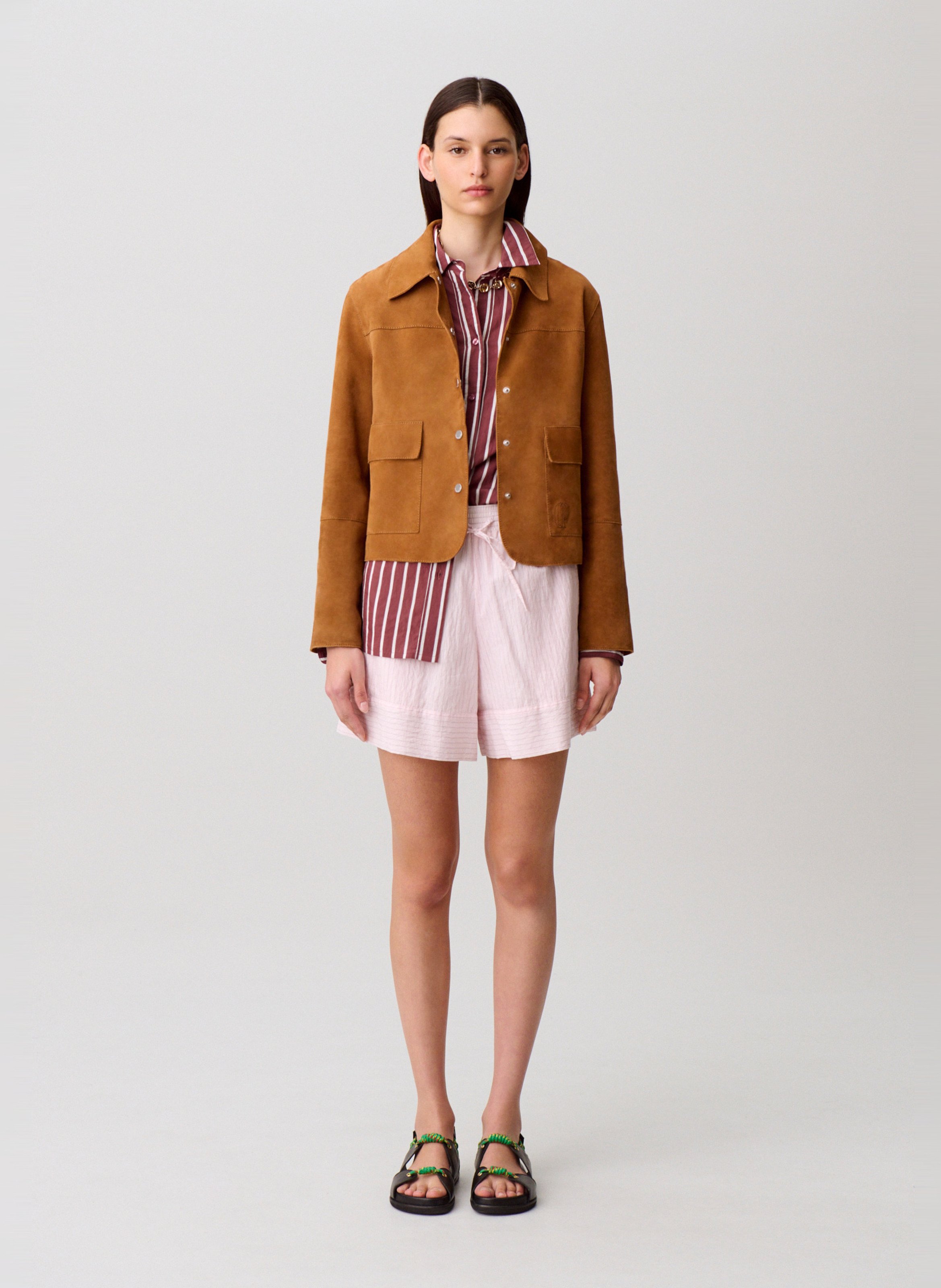 Short large élastiqué rayé CLAUDIE PIERLOT Rose