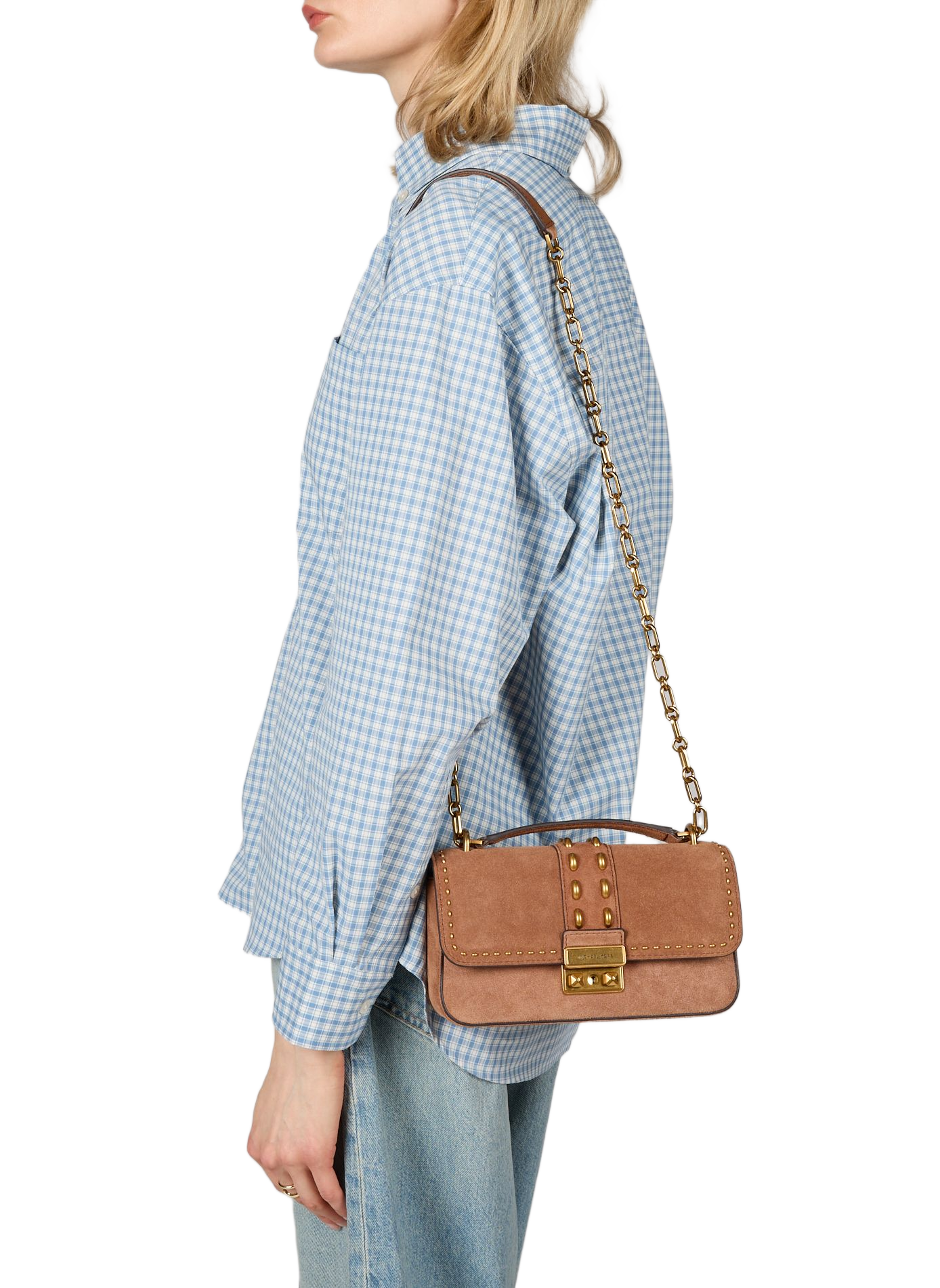 Sac épaule Tribeca en cuir suédé MICHAEL KORS Marron