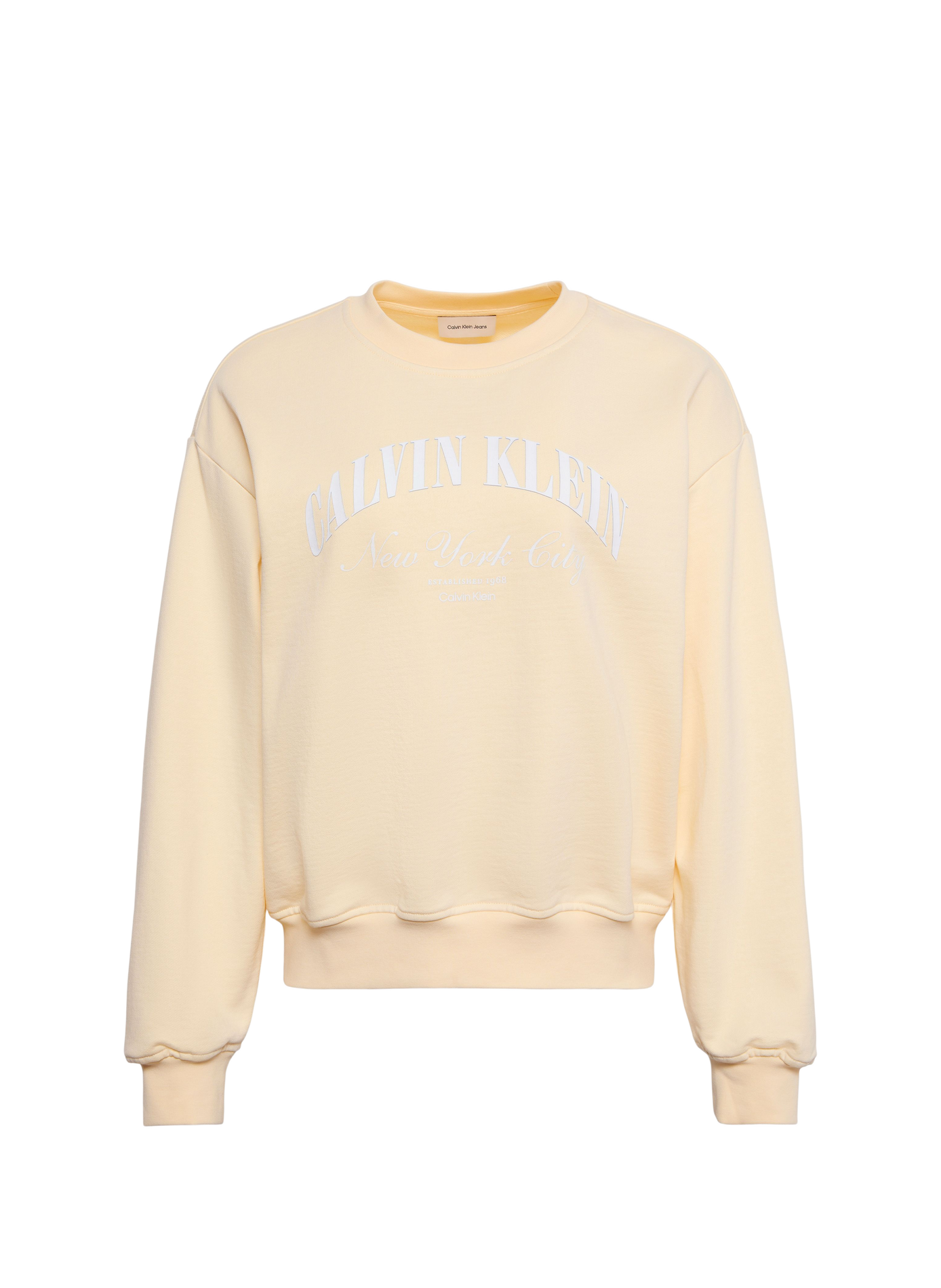 Pull imprimé à col rond en coton CALVIN KLEIN Jaune