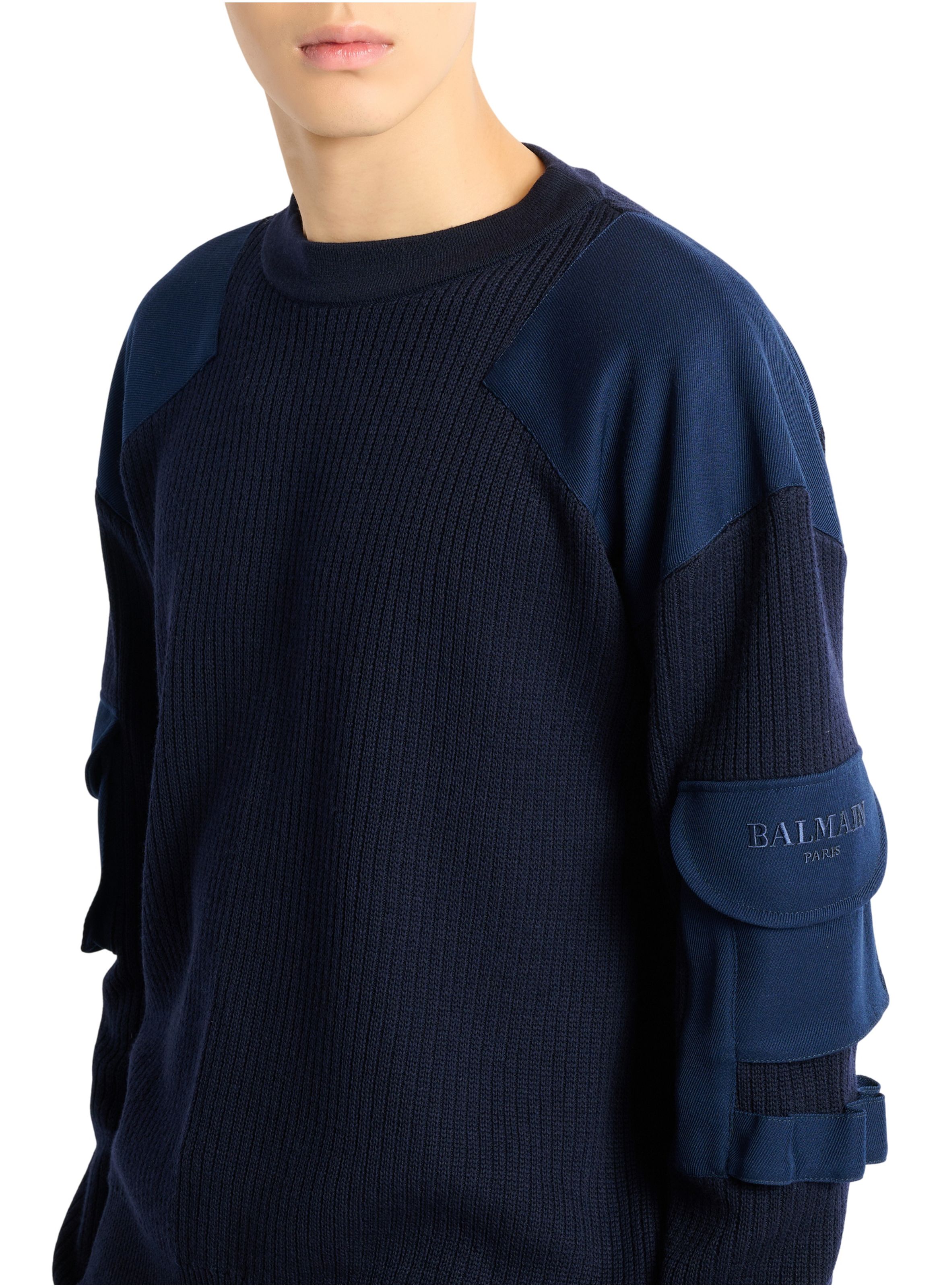 Pull balmain vintage utility en laine BALMAIN Bleu