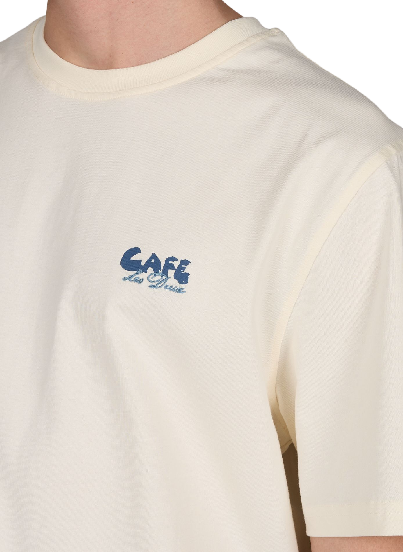 T-shirt droit imprimé à broderies en coton LES DEUX Blanc