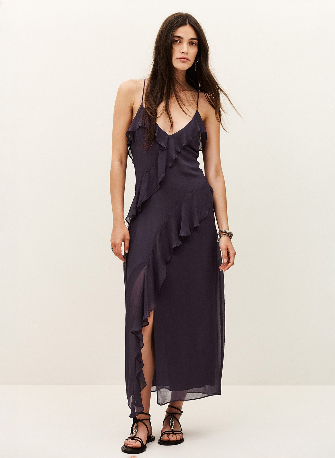 Robe midi col v oceane BA&SH Violet