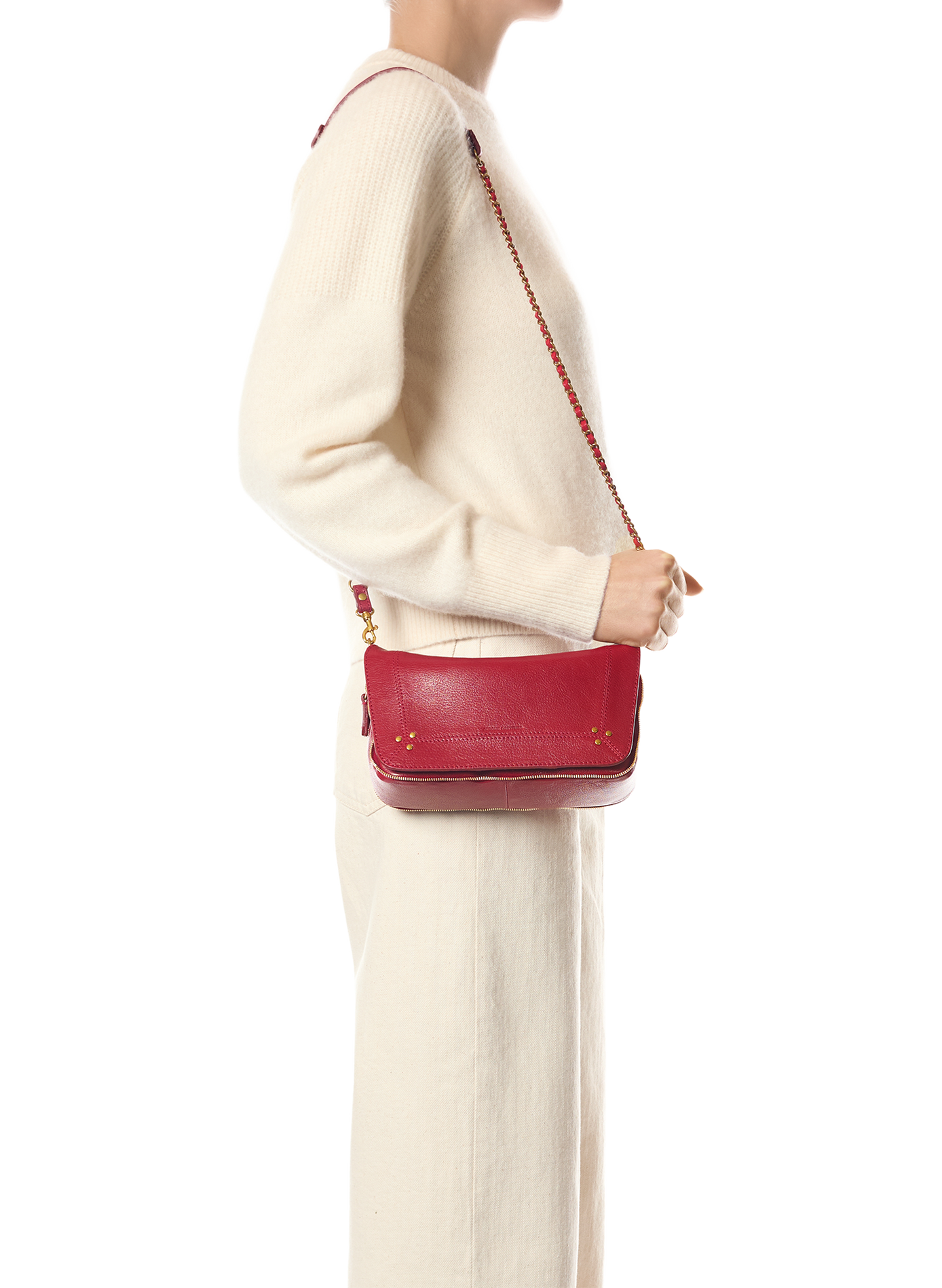Sac épaule grainé en coton JÉRÔME DREYFUSS Rouge