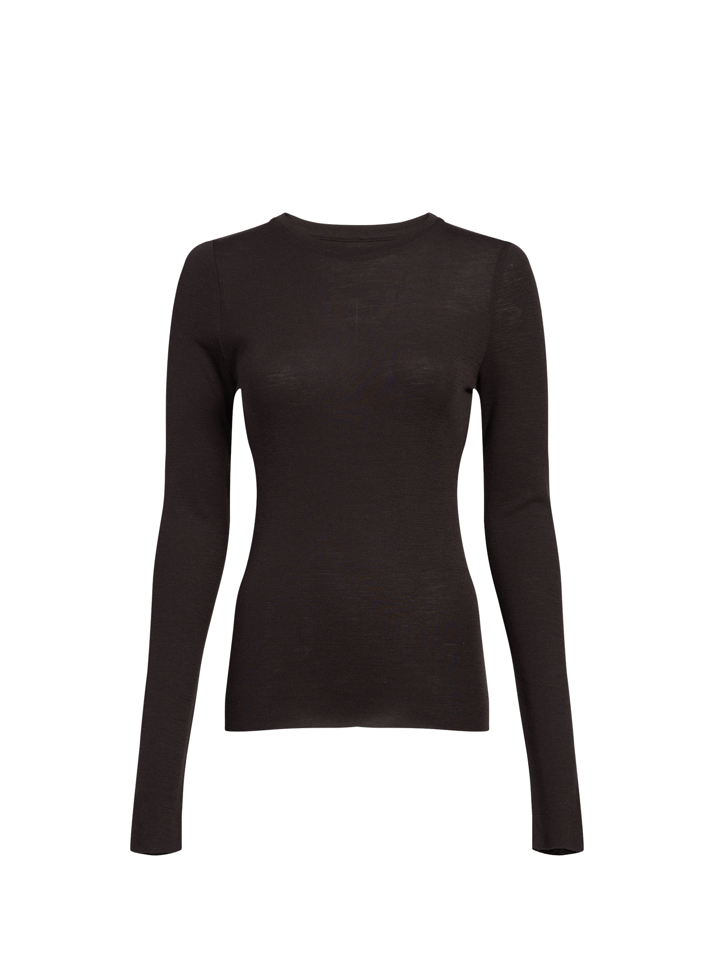 Pull uni à col rond en laine  SAISON 1865 Marron