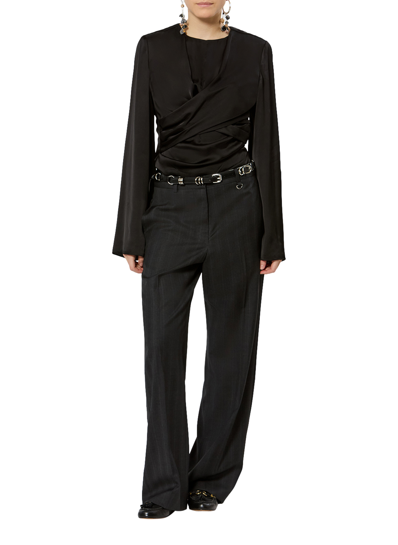 Blouse drapée Neame en satin ISABEL MARANT Noir