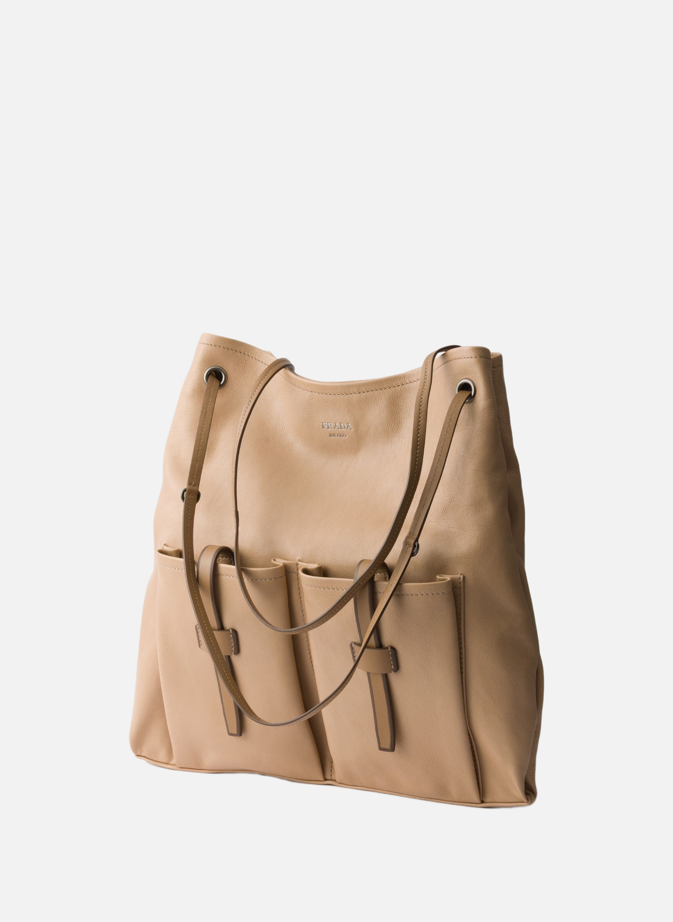 Grand sac en cuir prada route PRADA Beige