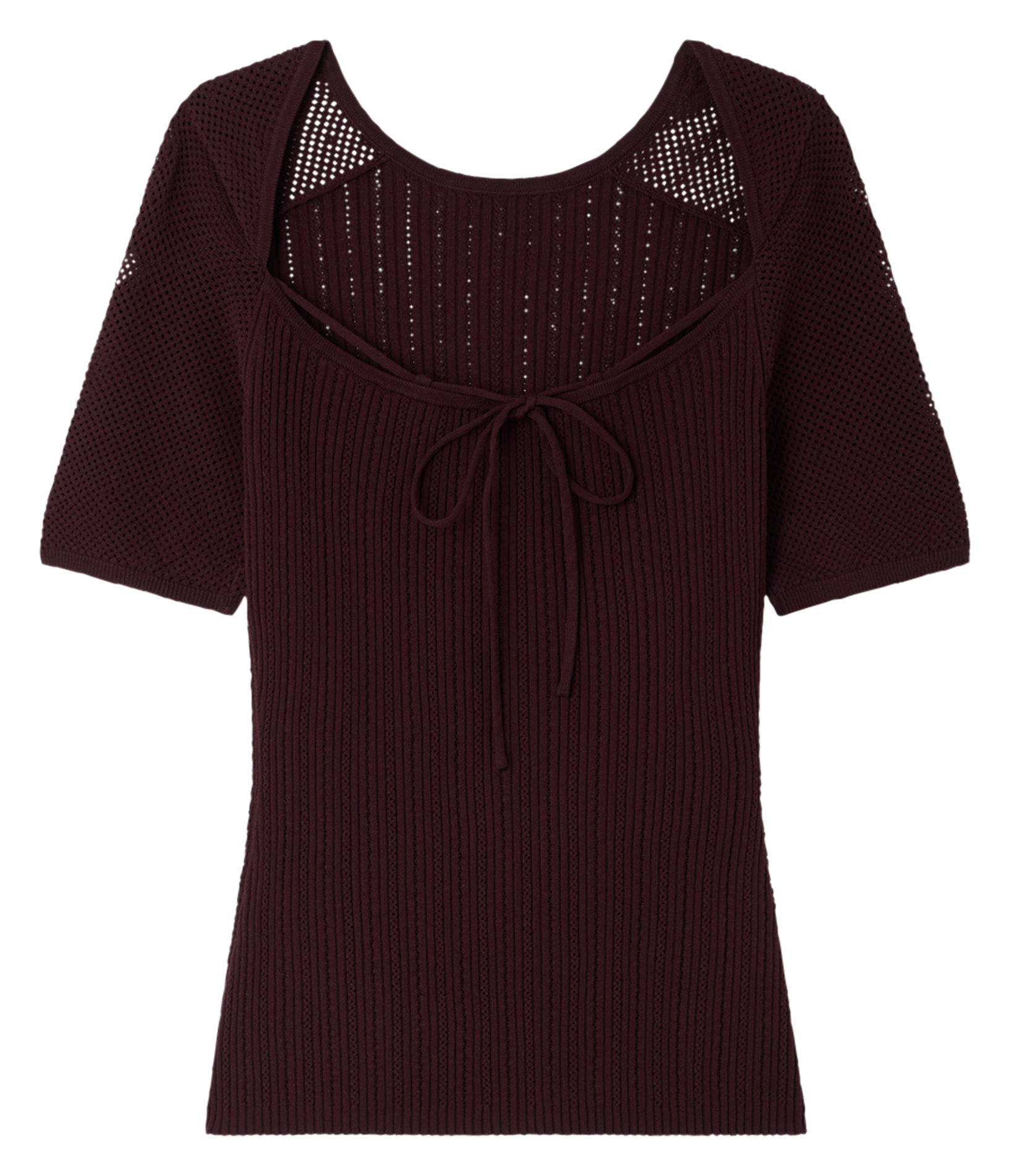 Top droit col rond en coton limone SESSUN Marron