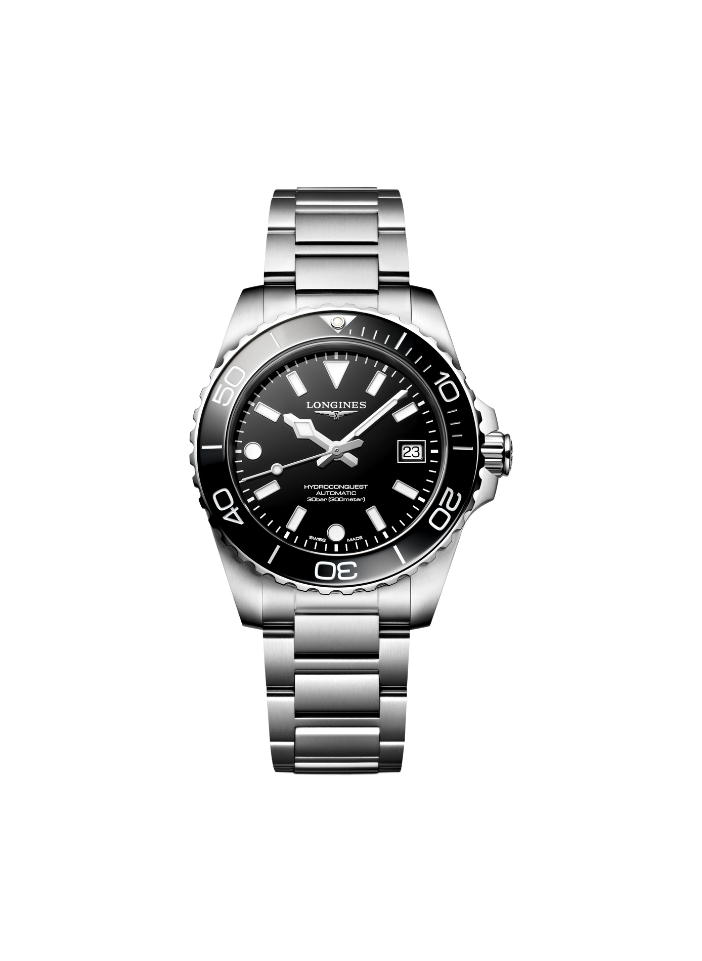 Montre quartz HydroConquest en acier inoxydable LONGINES Noir