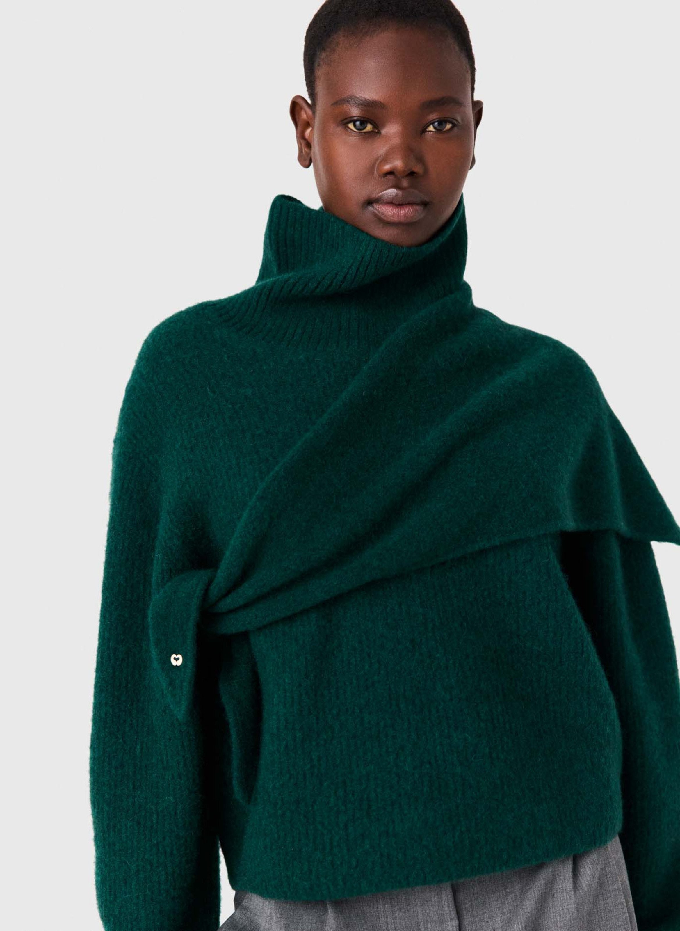 Echarpe triangle en laine mélangée MAJE Vert