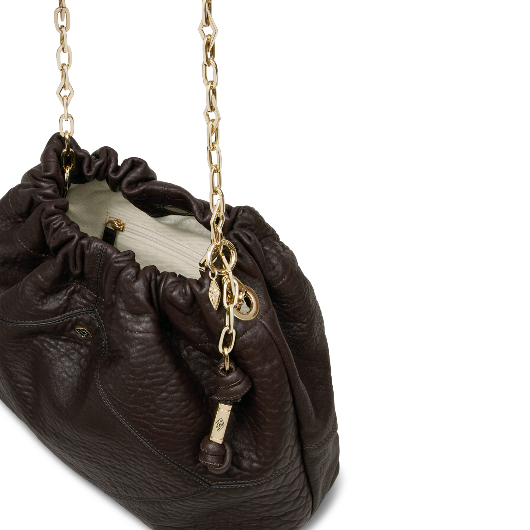 Schoudertas met ketting van leer, June Tote. BA&SH Bruin