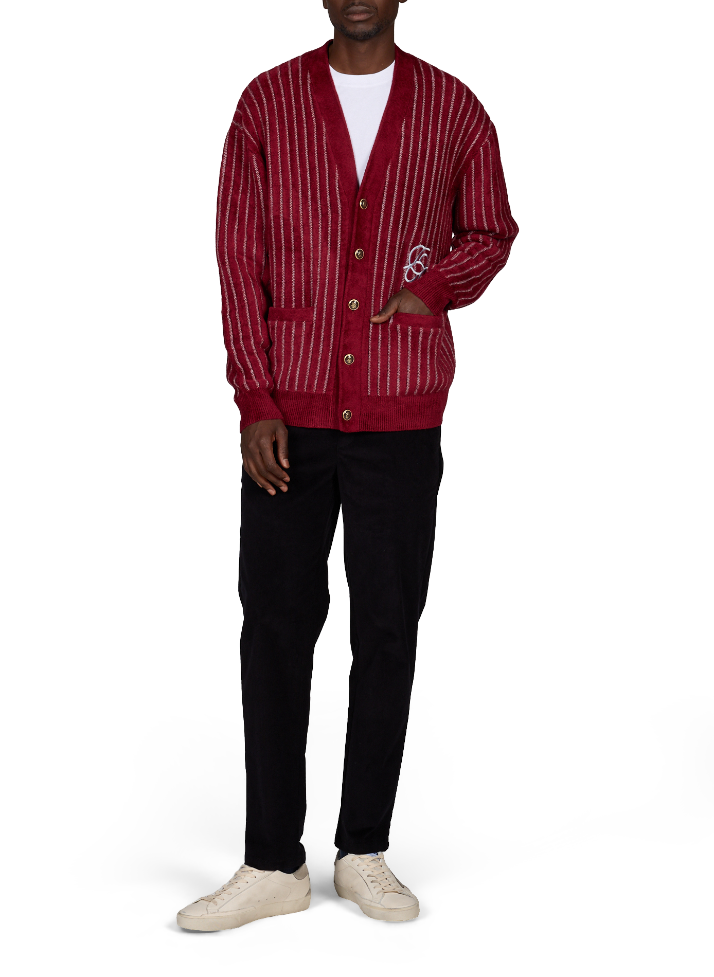 Gilet boutonné à rayures DROLE DE MONSIEUR Rouge