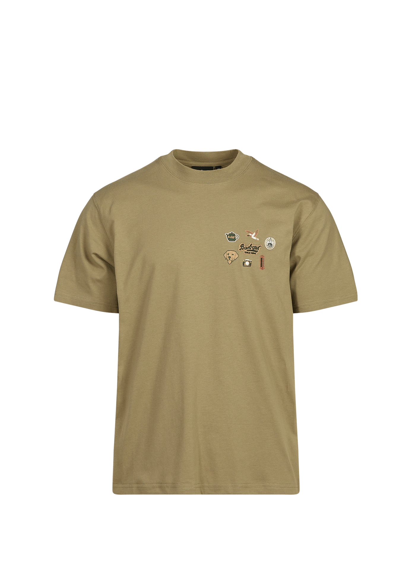 Straight cotton T-shirt with patch BARBOUR Khaki