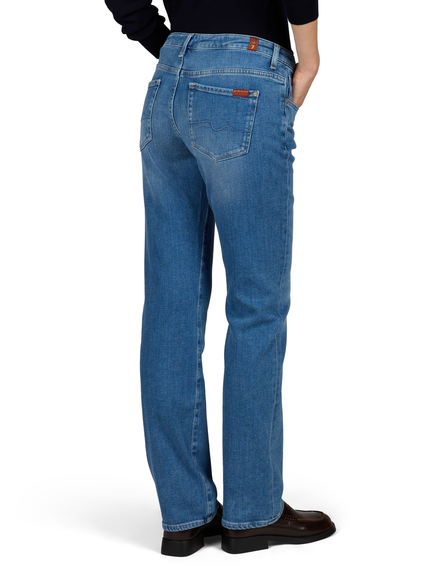 Jean slim en coton mélangé 7 FOR ALL MANKIND Bleu