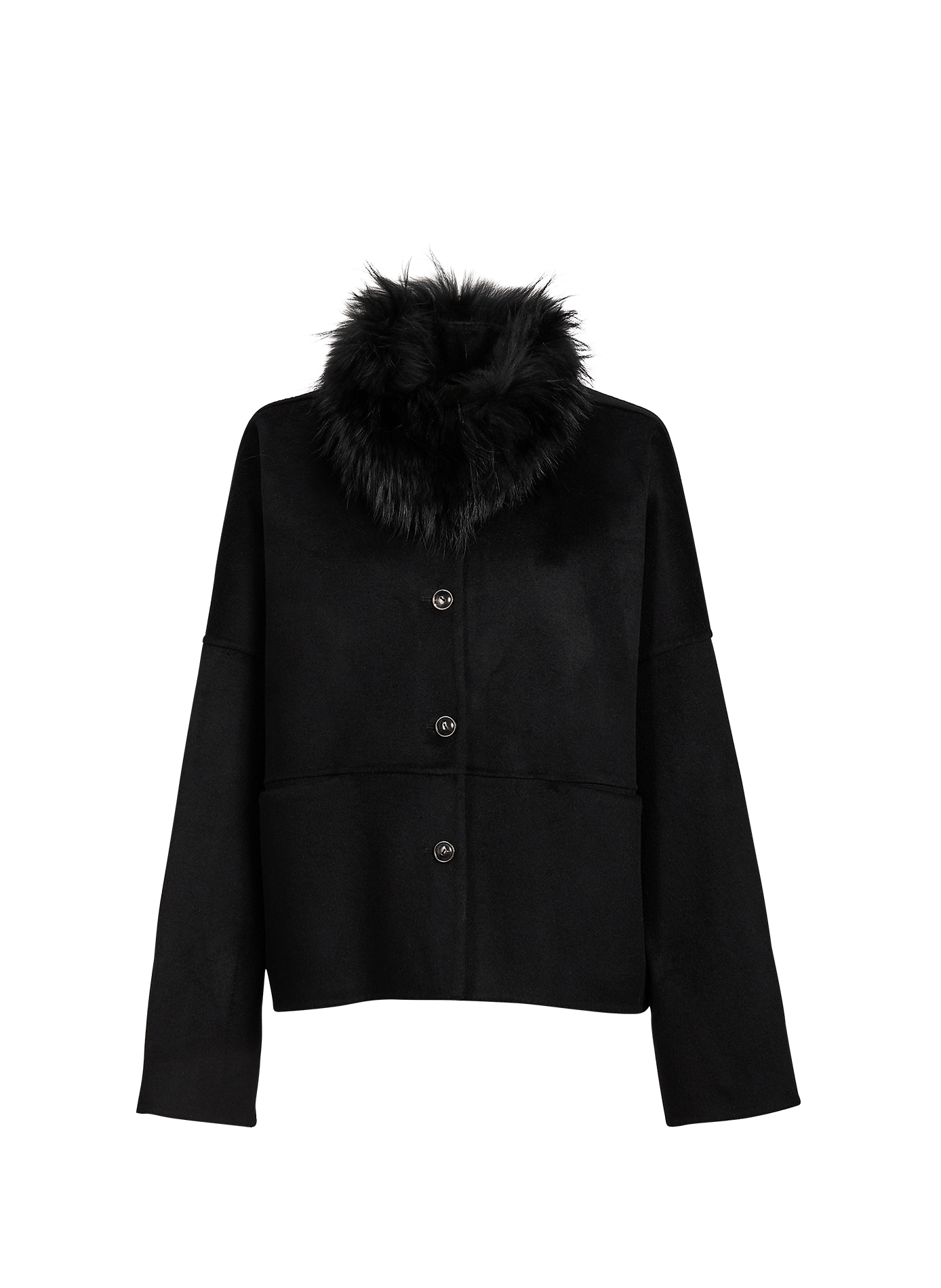 Manteau court Cléo en laine mélangée VIKTORIA CHAN Zwart