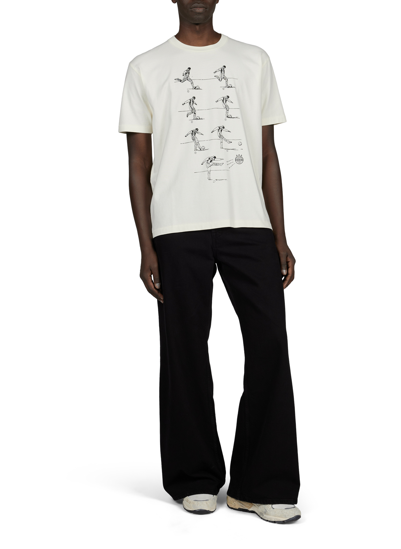 Gerader Rundhalsausschnitt bedrucktes Baumwoll-T-Shirt | Beige KIDSUPER Herren
