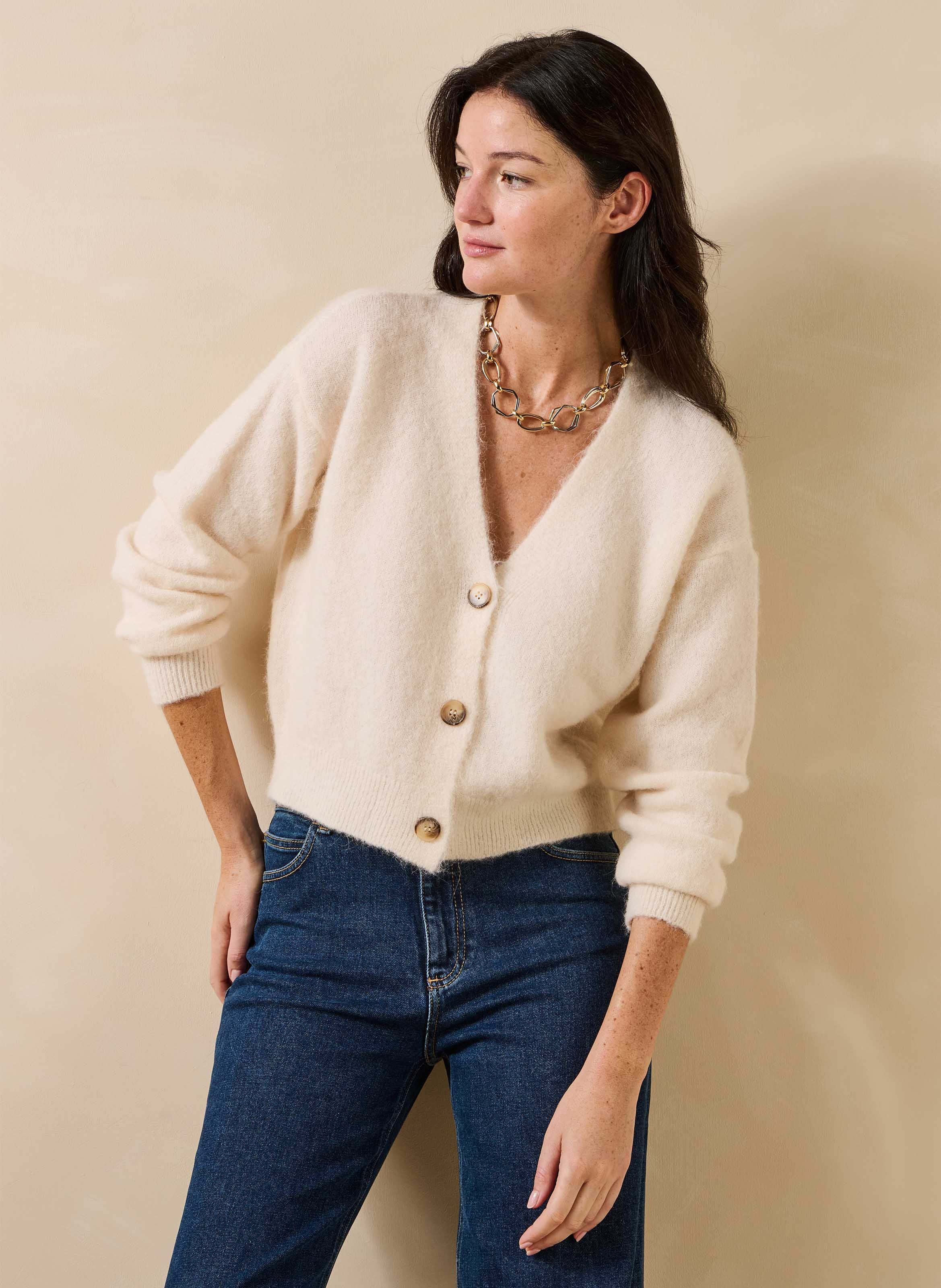Oversized vest van gemengde wol LA FEE MARABOUTEE Wit