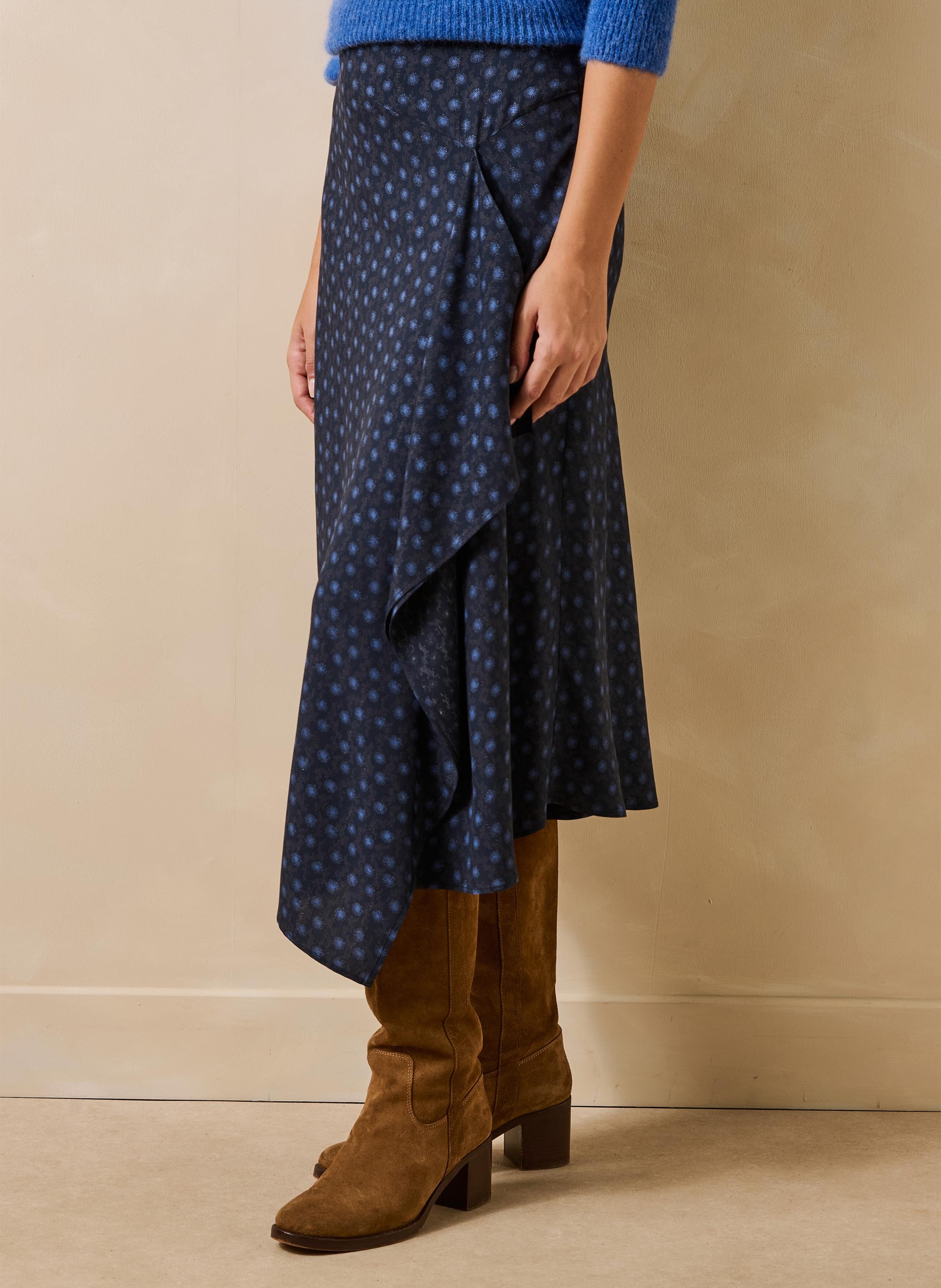 A-lijn midi-rok met grafische print LA FEE MARABOUTEE Blauw