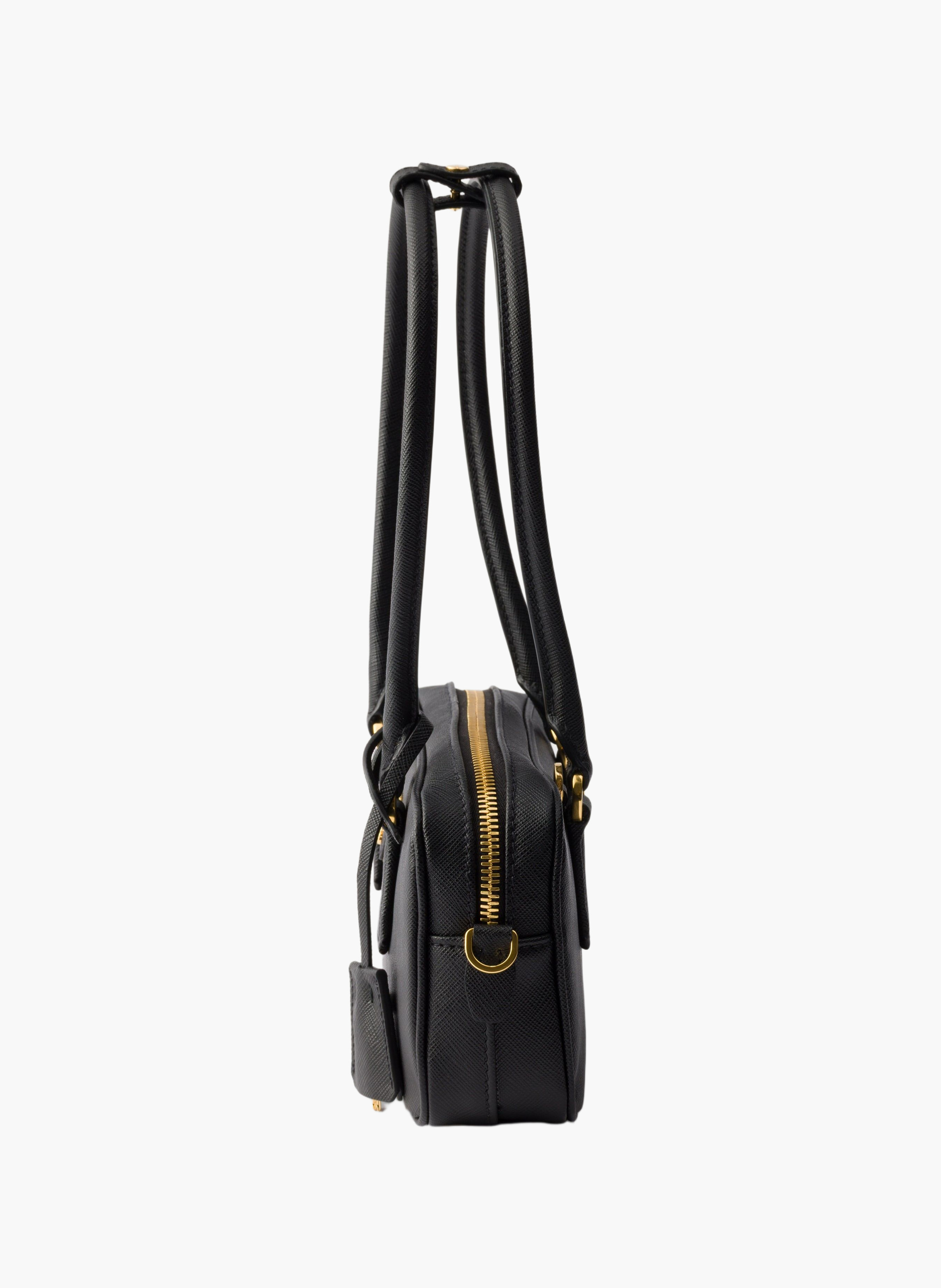 Mini sac à poignée supérieure en cuir saffiano PRADA Noir