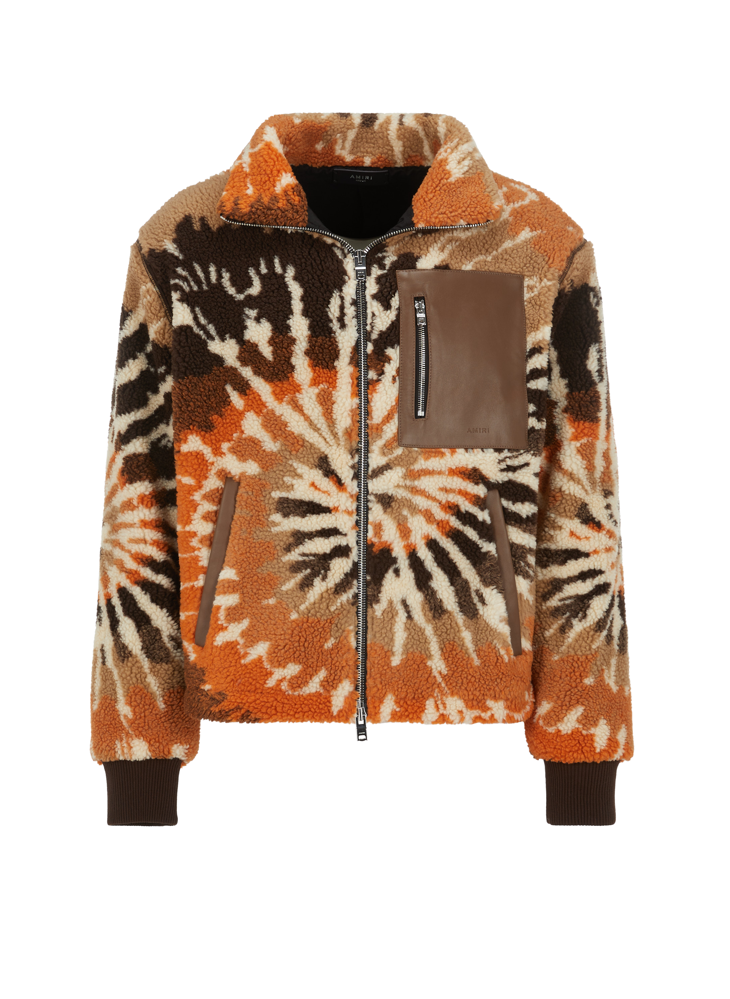 Veste à empiècements en cuir