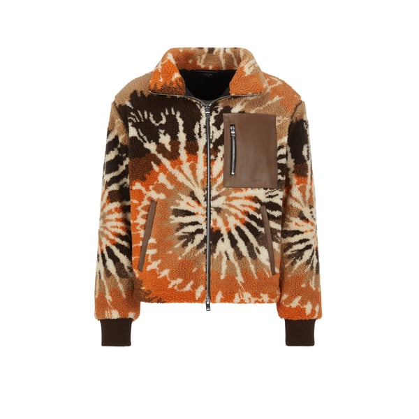 Veste à empiècements en cuir