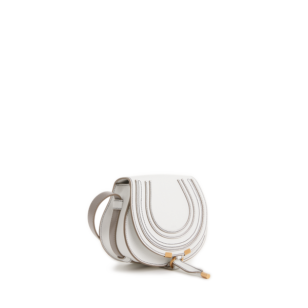 Chloé Marcie Small Leather Shoulder Bag In Neutral