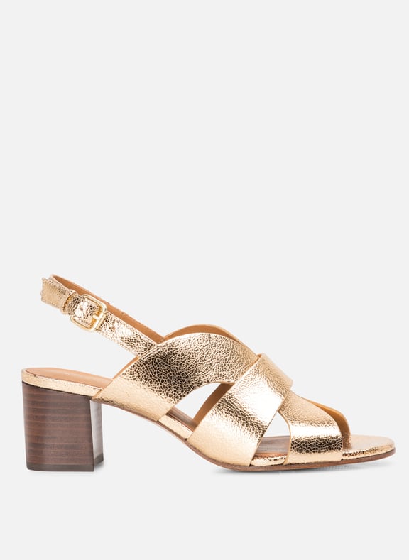 Sandales à talons en cuir n551 | Doré